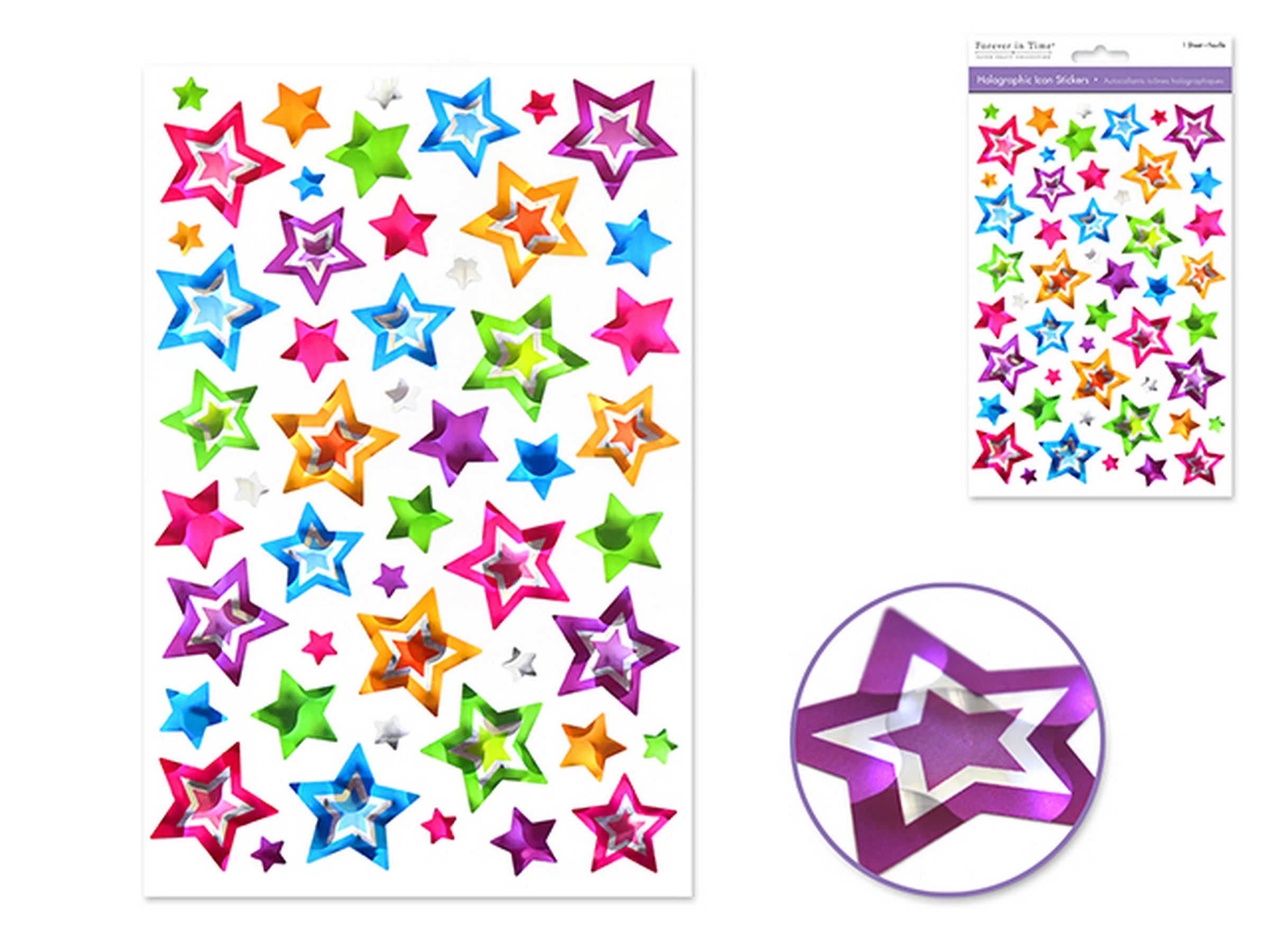 Forever in Time Holographic Icon Stickers Star Shine 5.5x8.2in sheet
