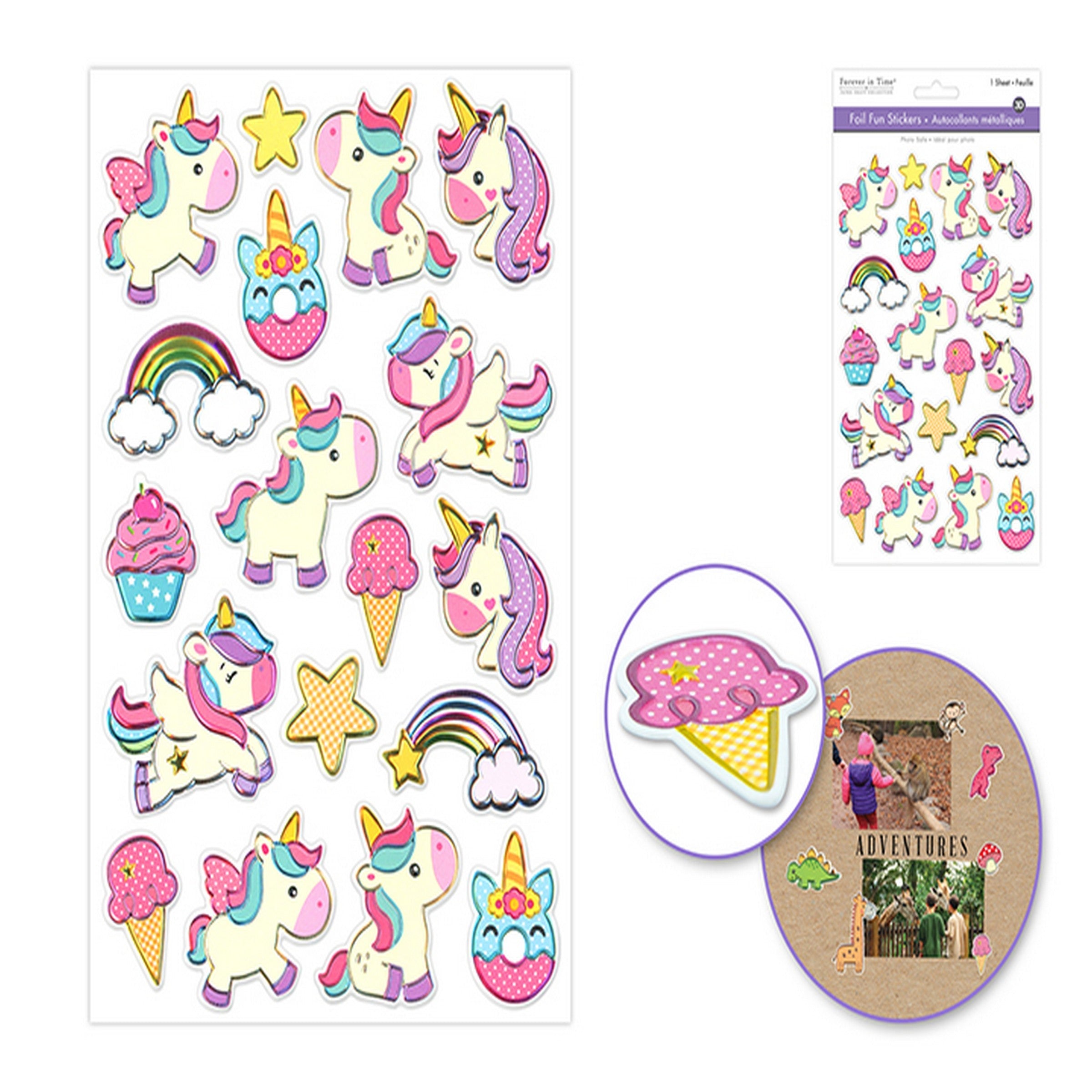 Forever in Time 3D Pop-up Foil Stickers - Unicorn Frollic 5.5x8.3in