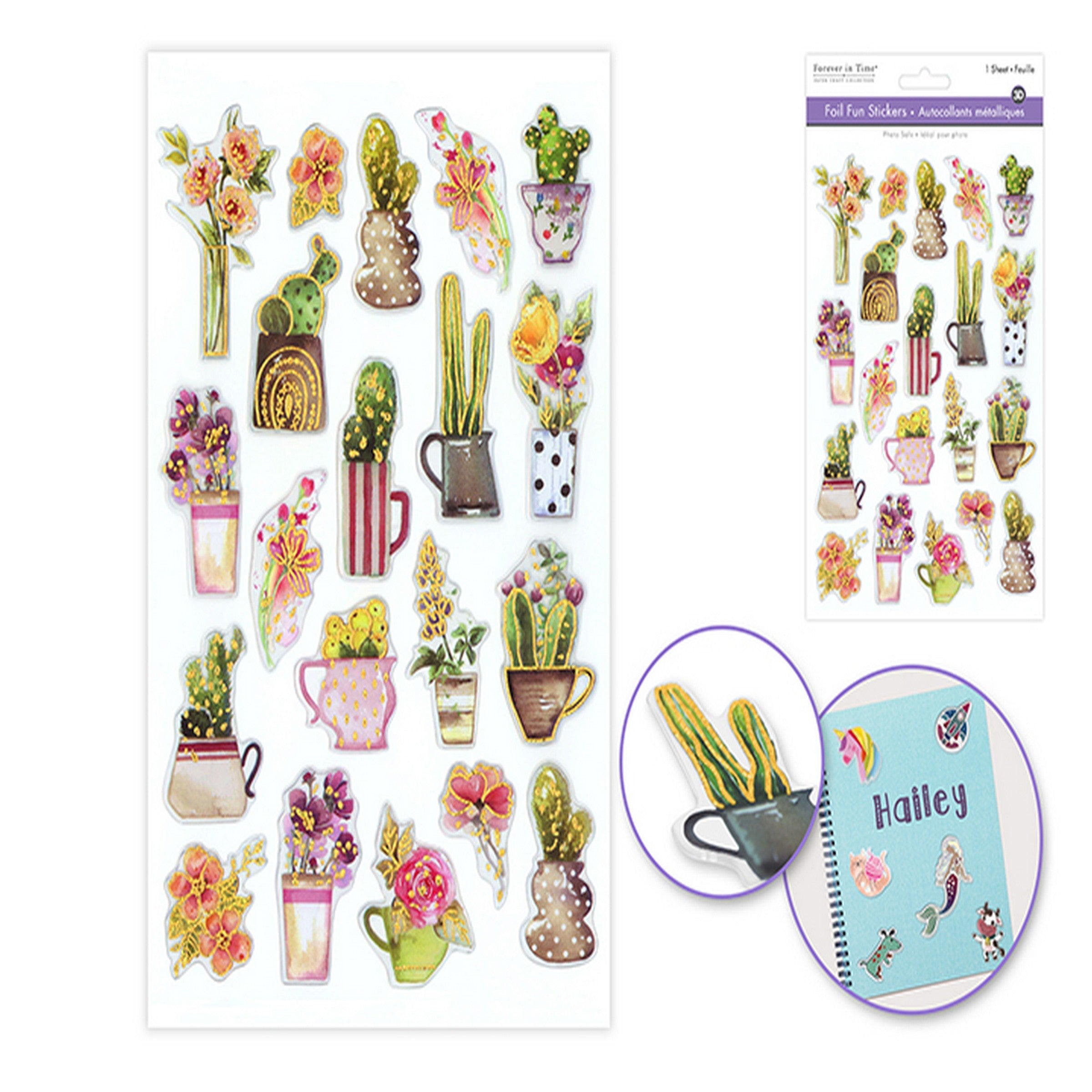 Forever in Time Foil Fun Stickers - Succulents 5.5x8.3in