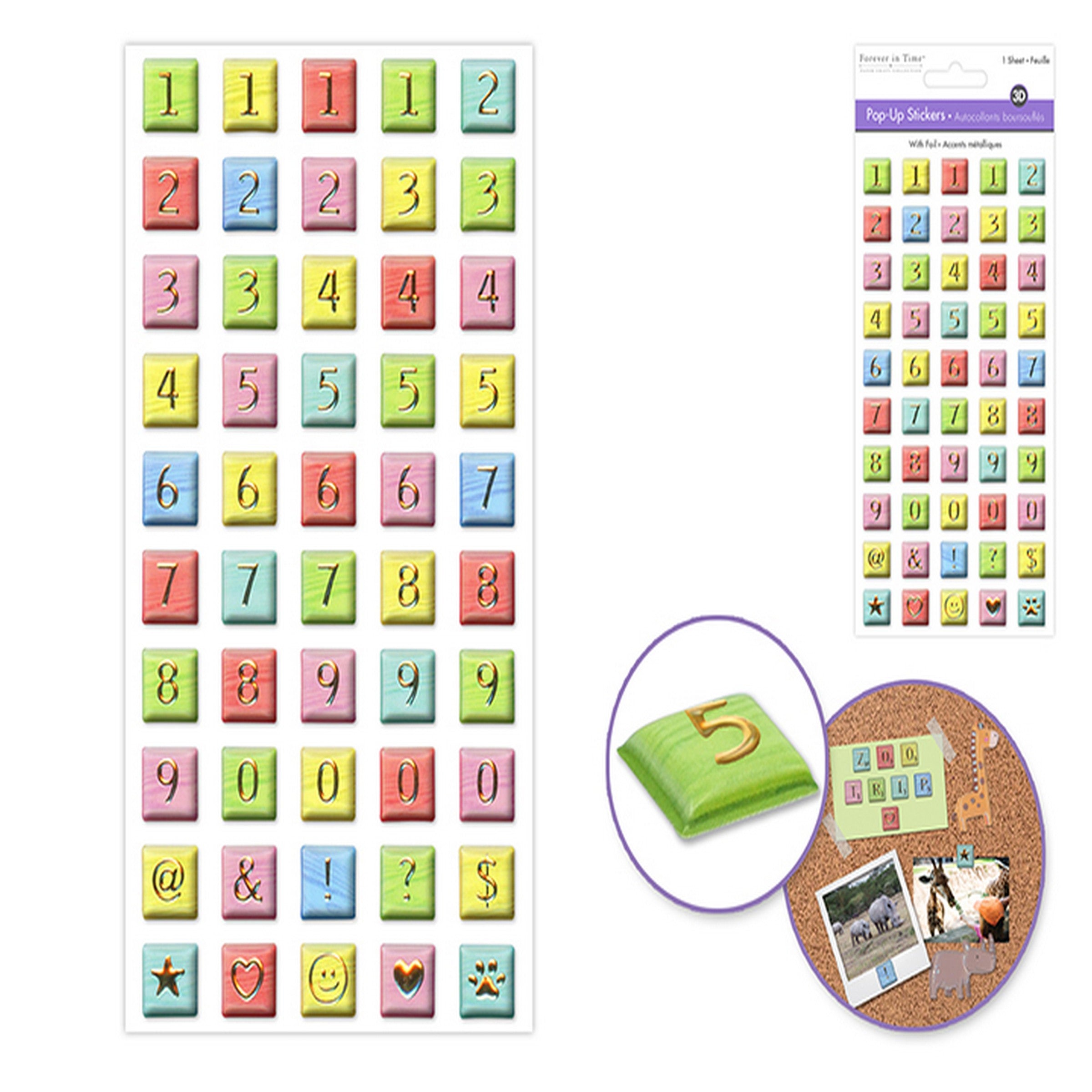 Forever in Time 3D Pop-up Foil Stickers - Numbers 3.7x6.9in