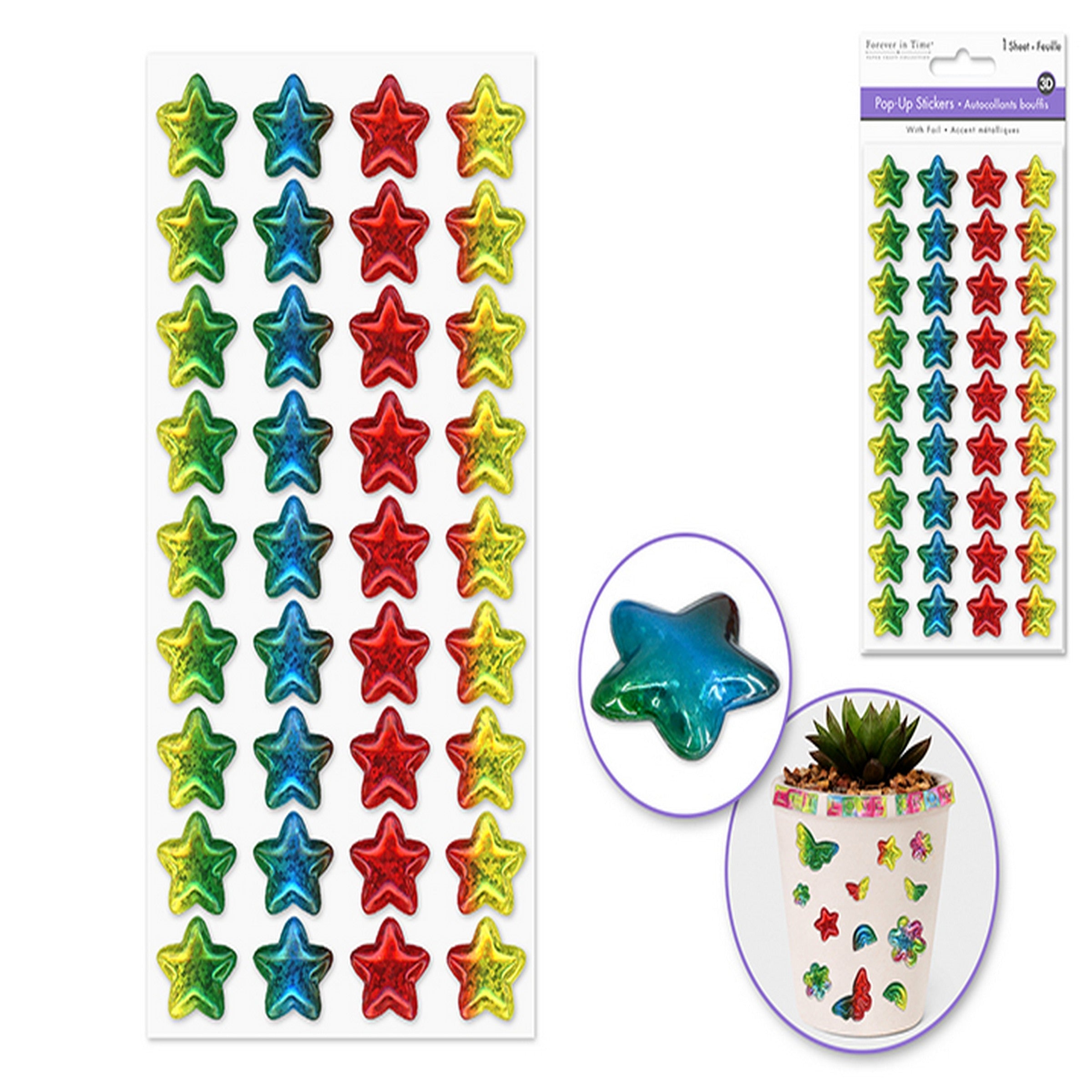 Forever in Time 3D Pop-up Foil Rainbow Effects Stickers - Star 3.7x6.9in 