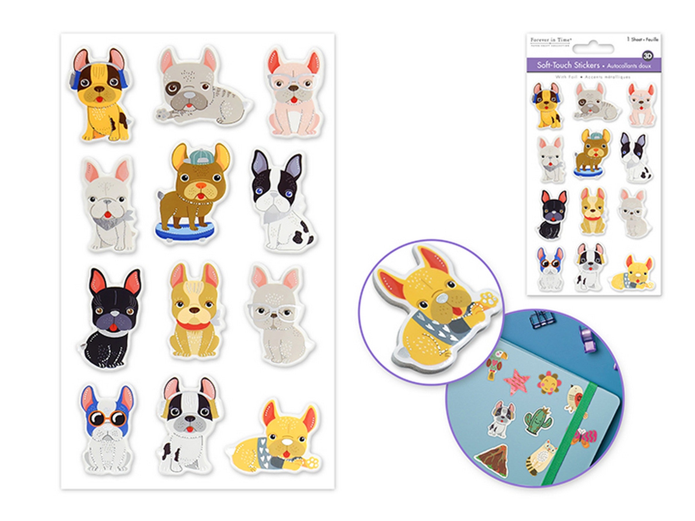 Forever in Time 3D Foil Soft Touch Stickers - Bulldog 3.9x6.3in