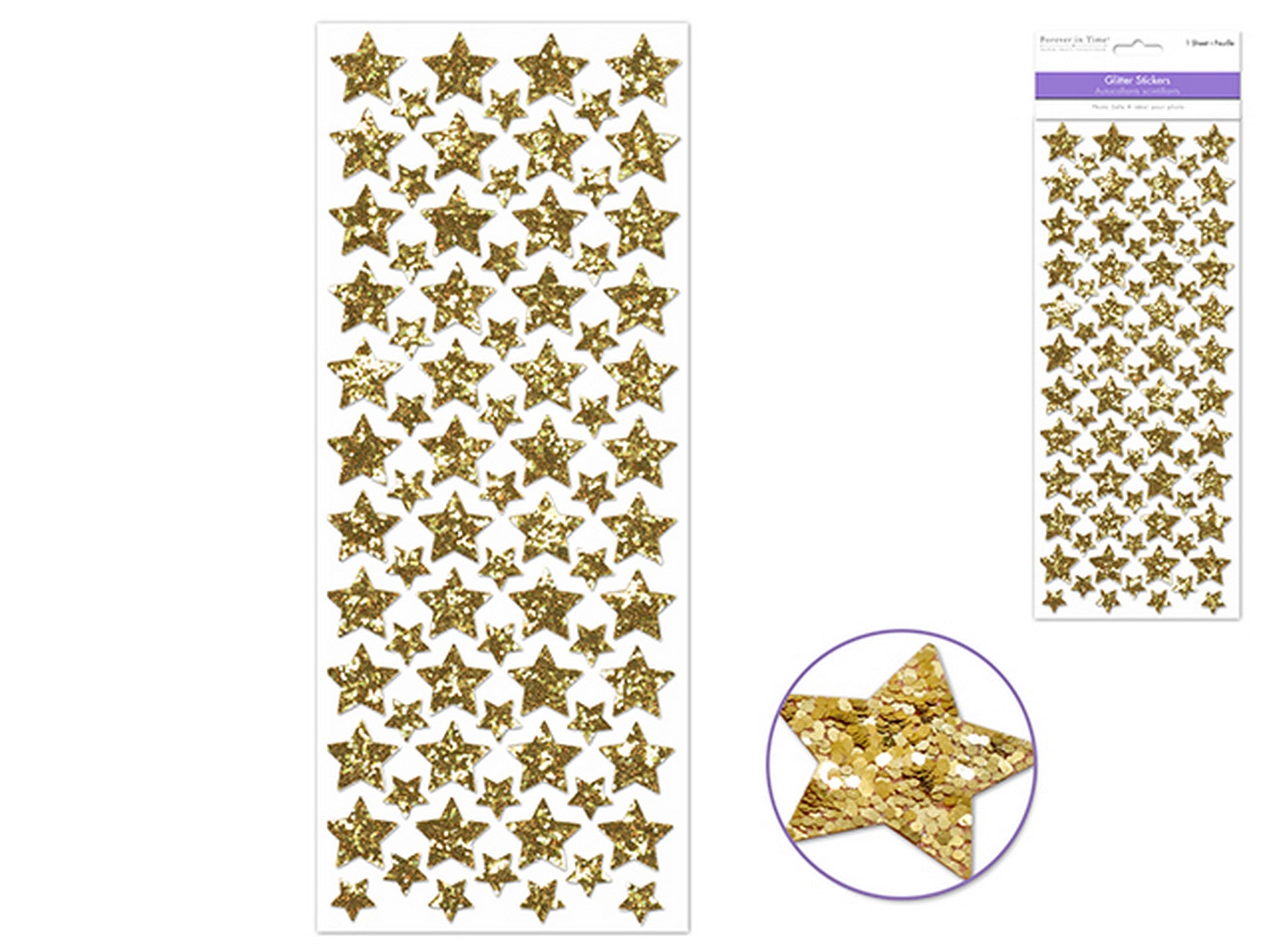 Forever in Time Gold Star Glitter Stickers  12x5in