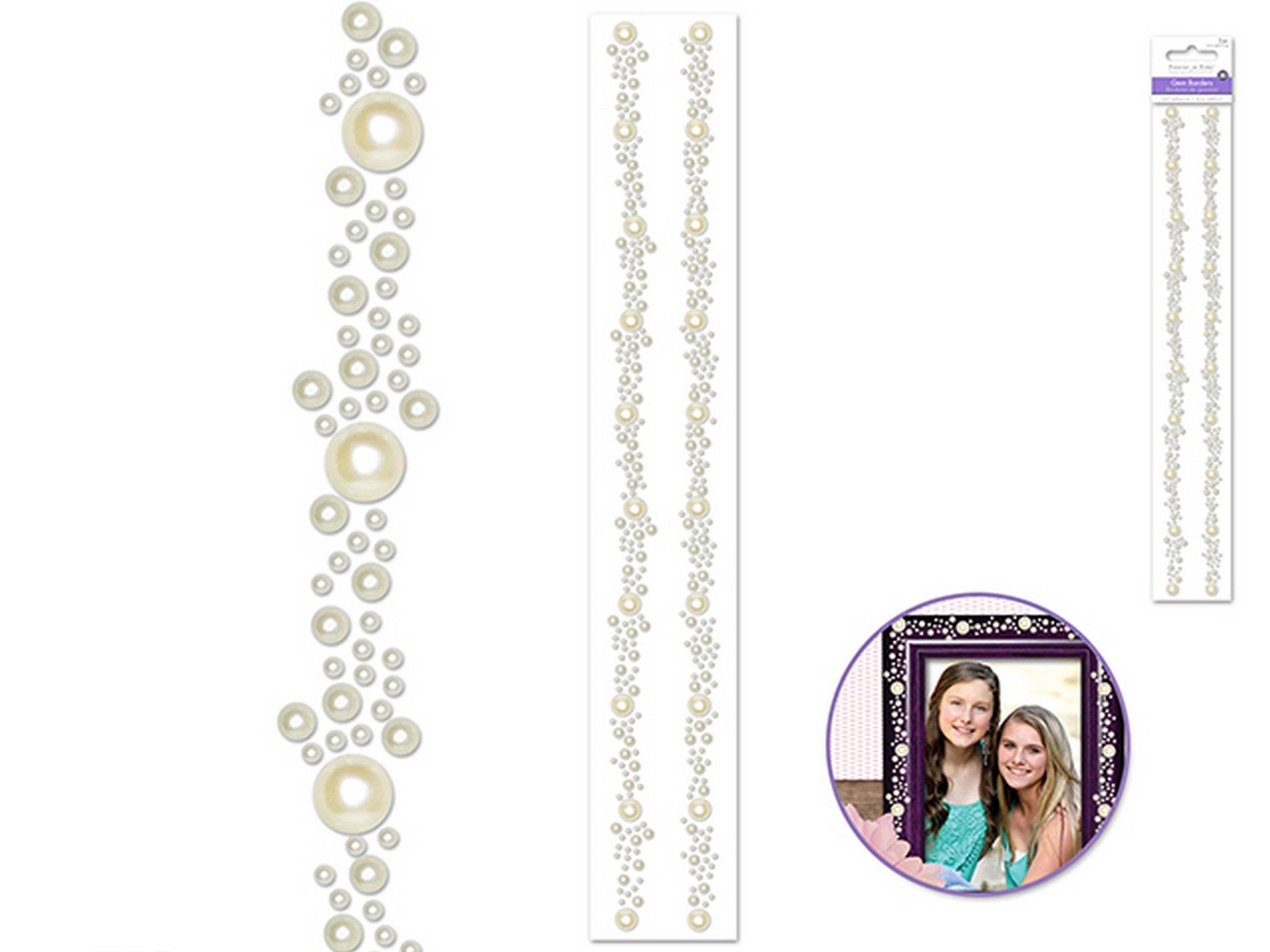 Forever in Time Gem Borders Stickers Pearl 12x1.8in sheet