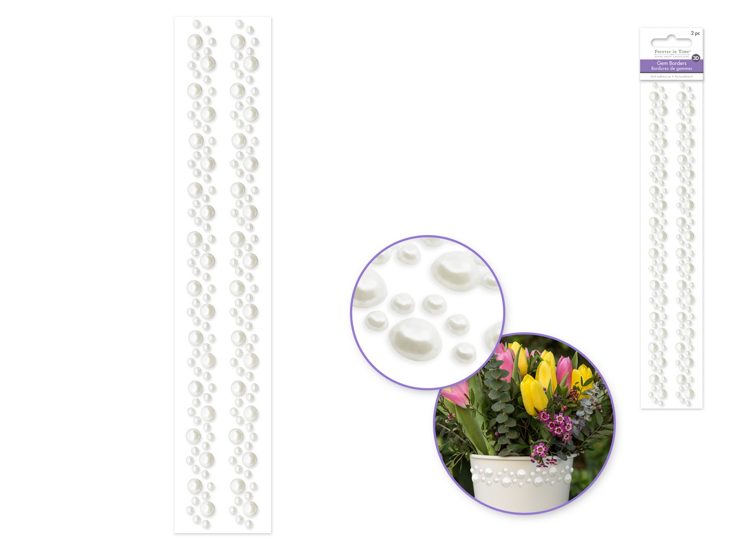 Forever in Time 2 White Pearls Border Stickers 12in