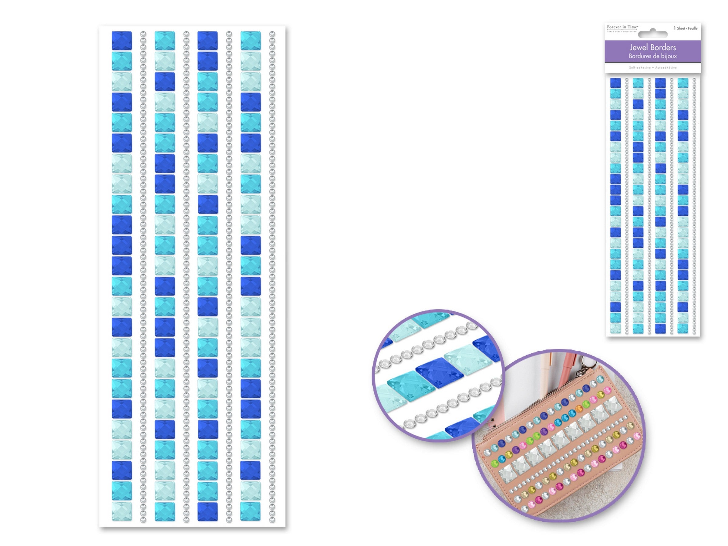 Forever in Time Jewel Border Stickers - Square Blue 3.9x10.6in