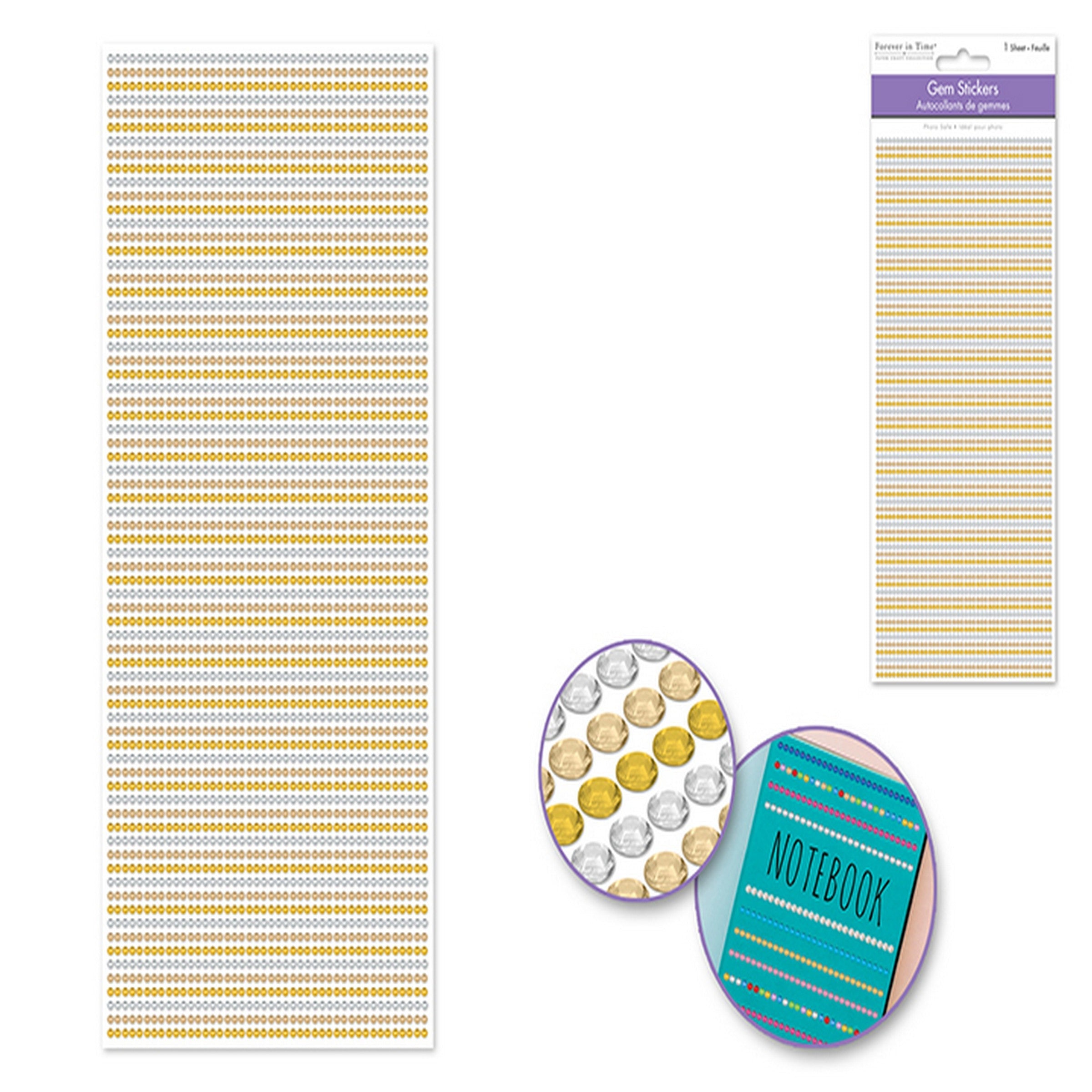 Forever in Time Gem Stickers 3168pcs - Gold and White 2mm