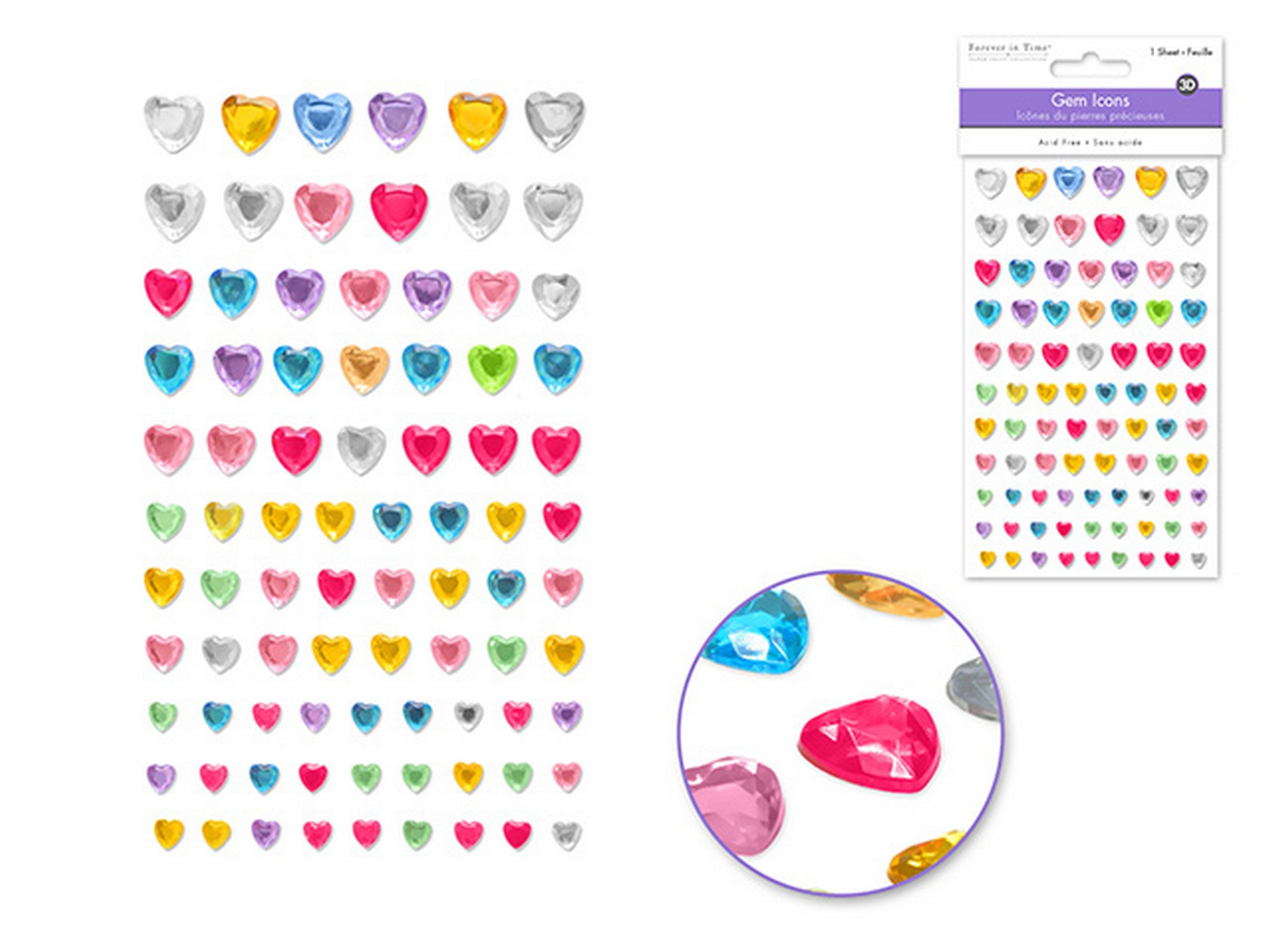 Forever in Time Gem Icon Stickers Hearts Medley 6.25x3.5in sheet