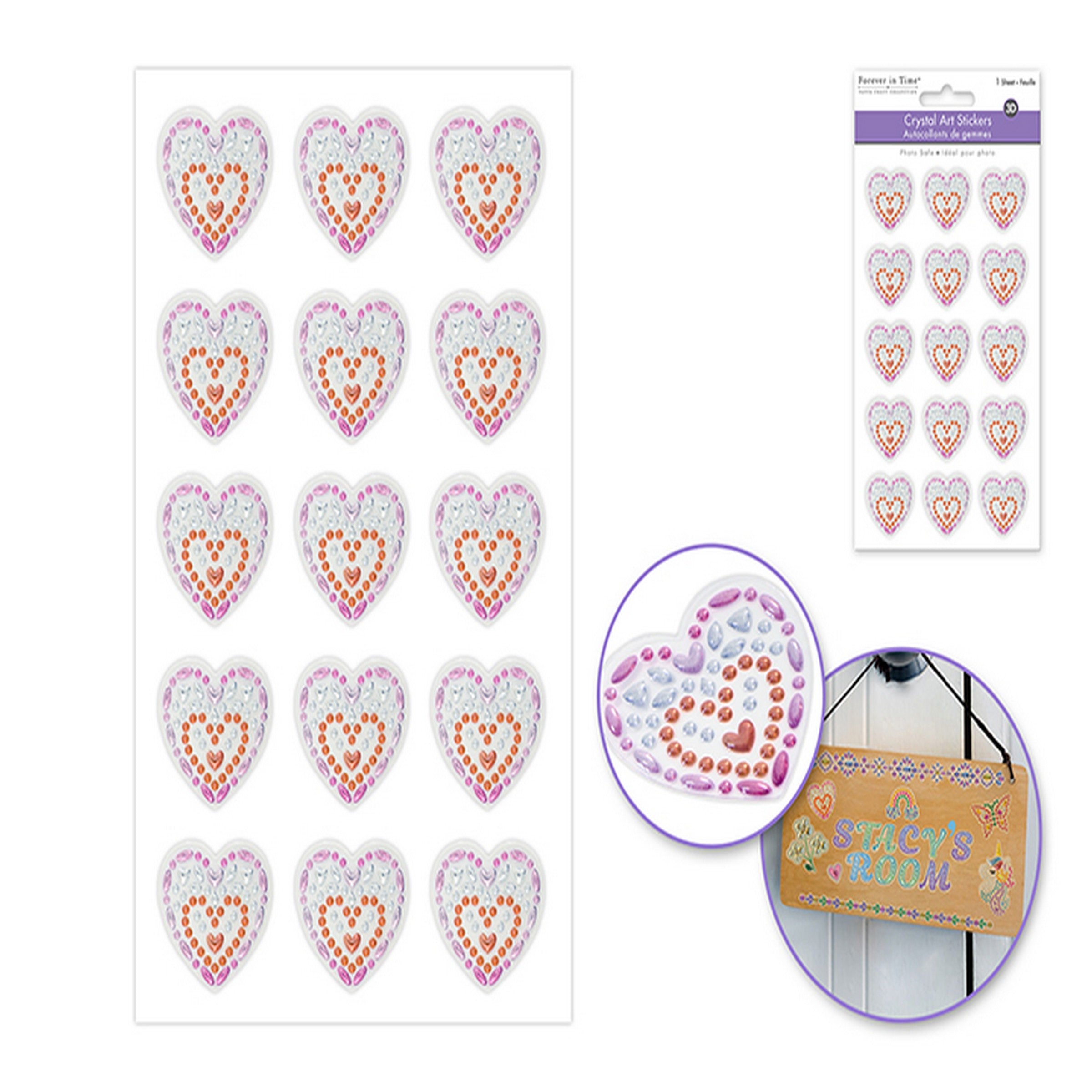 Forever in Time Gem Stickers - Heart 3.9x6.3in