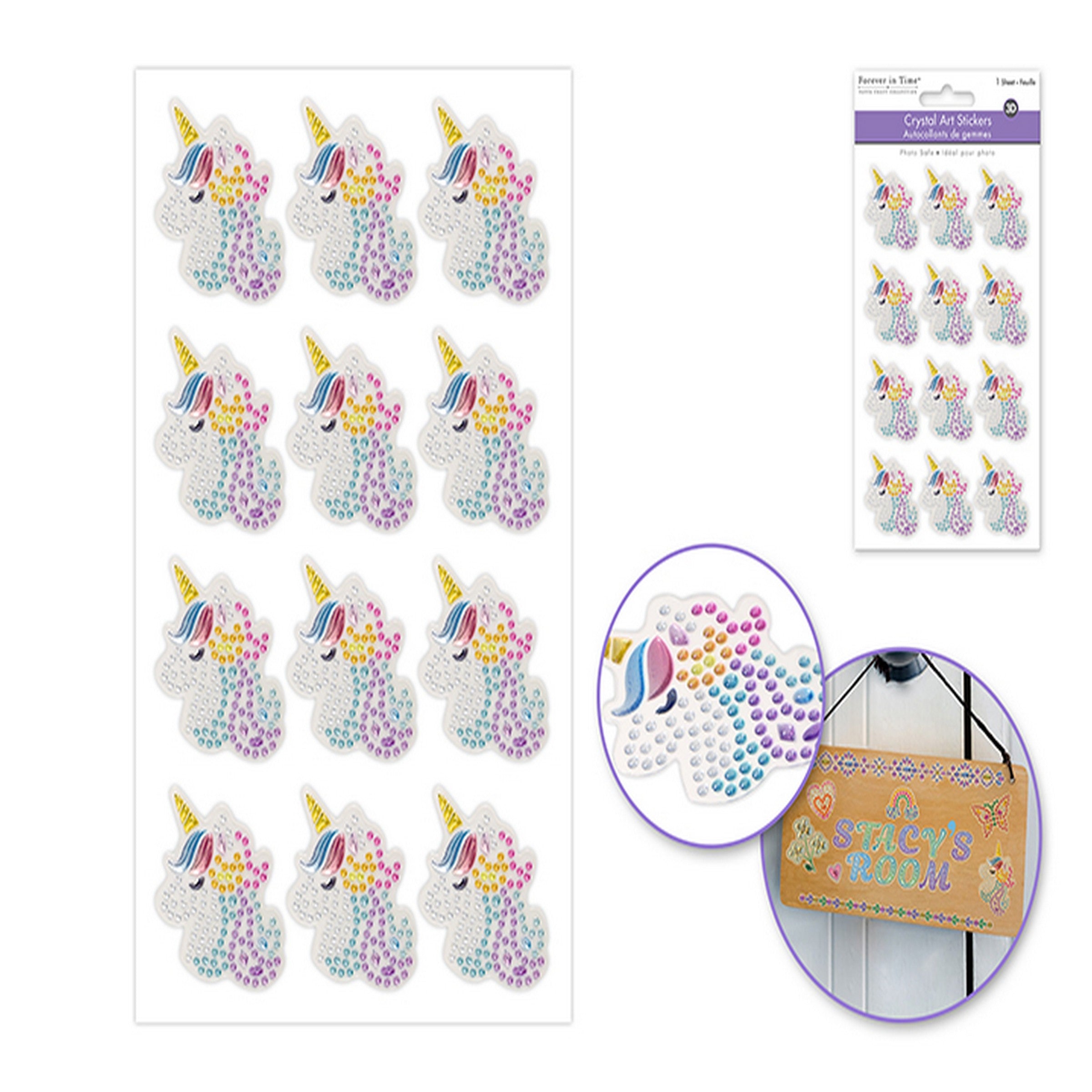 Forever in Time Gem Stickers - Unicorn 3.9x6.3in