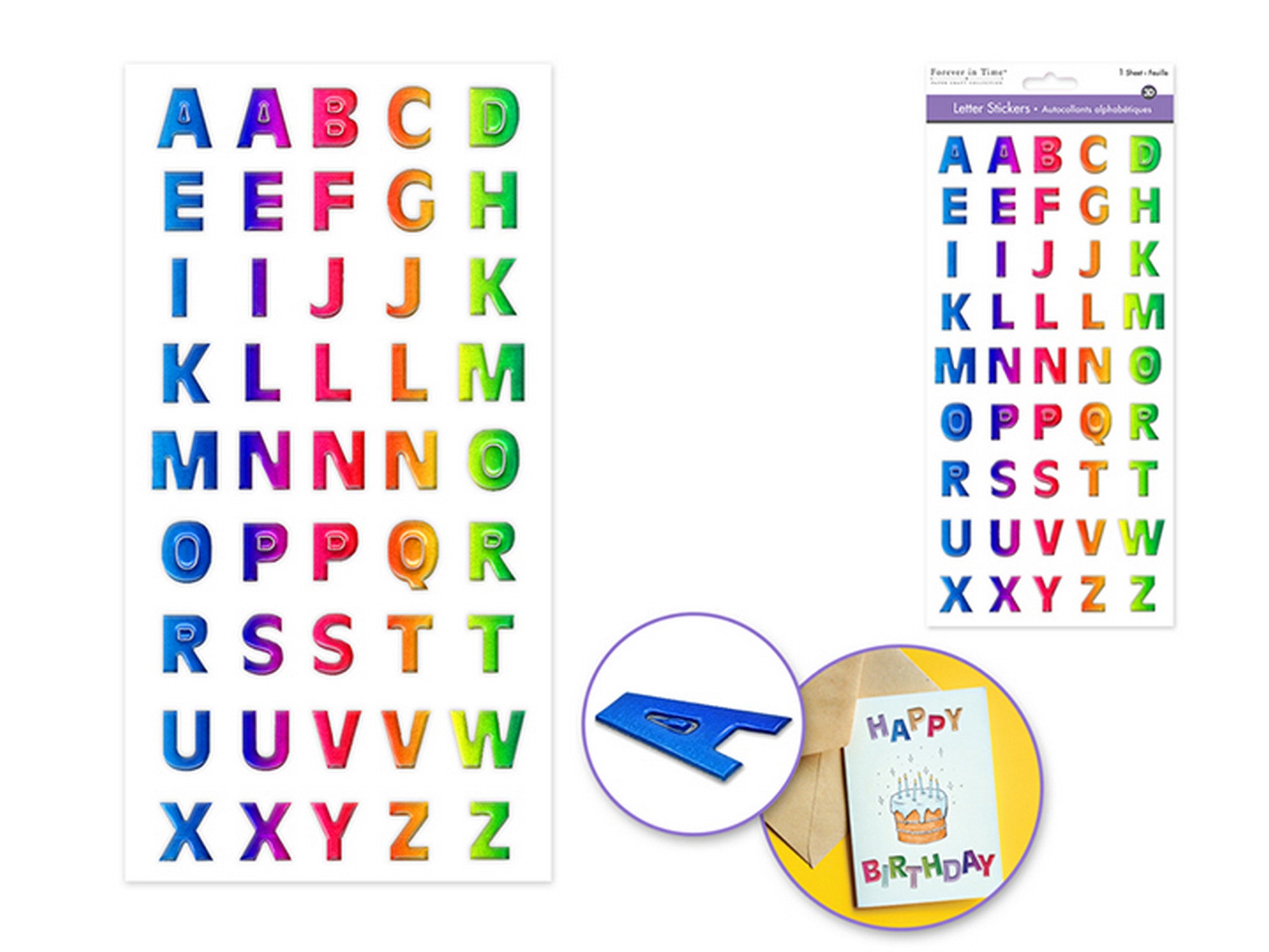 Forever in Time 3D Textured Alphabet Stickers - Tutti-frutti 5.5x10.9in