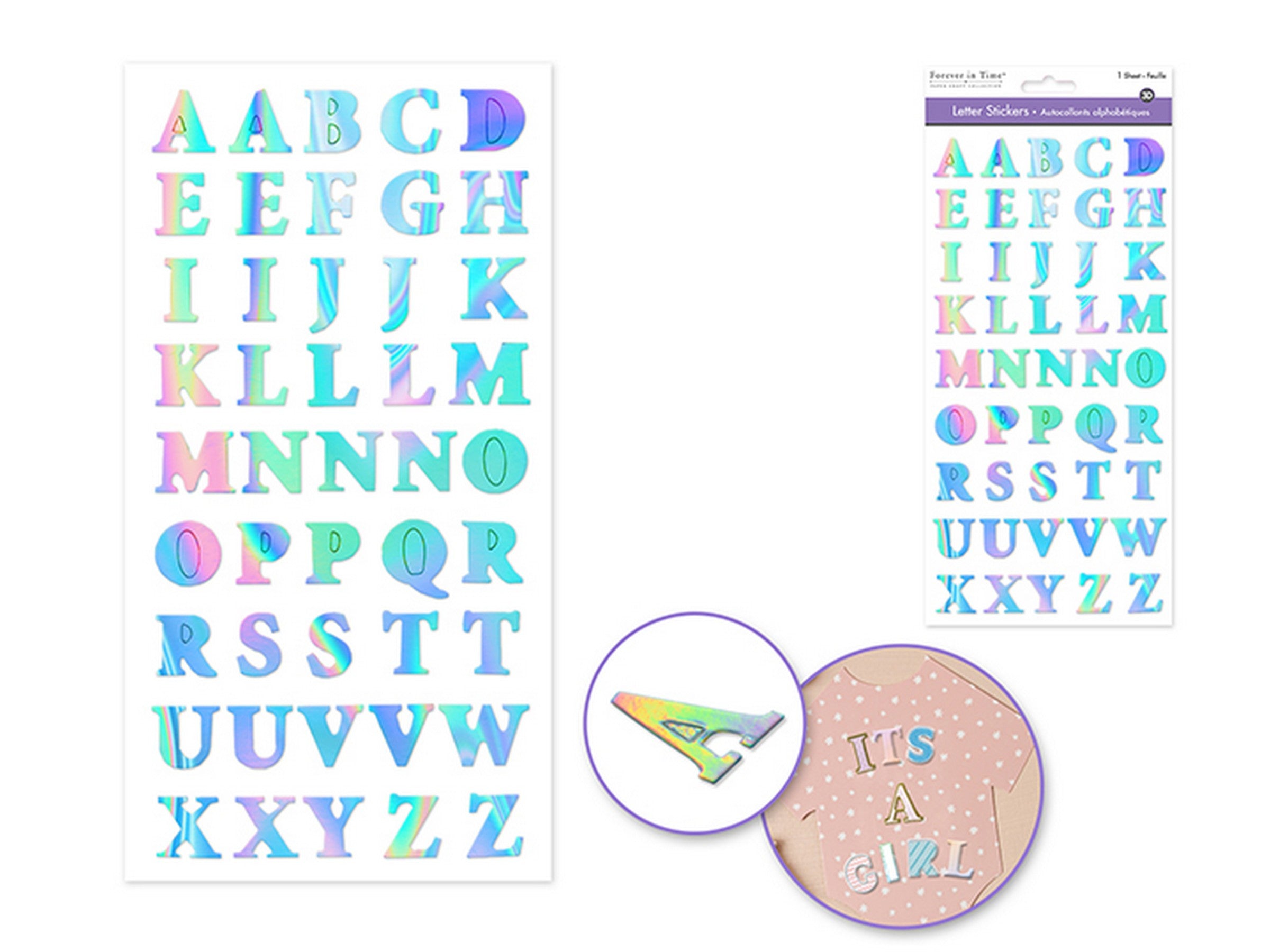 Forever in Time 3D Foil Border Alphabet Stickers - Reflections 5.5x10.9in