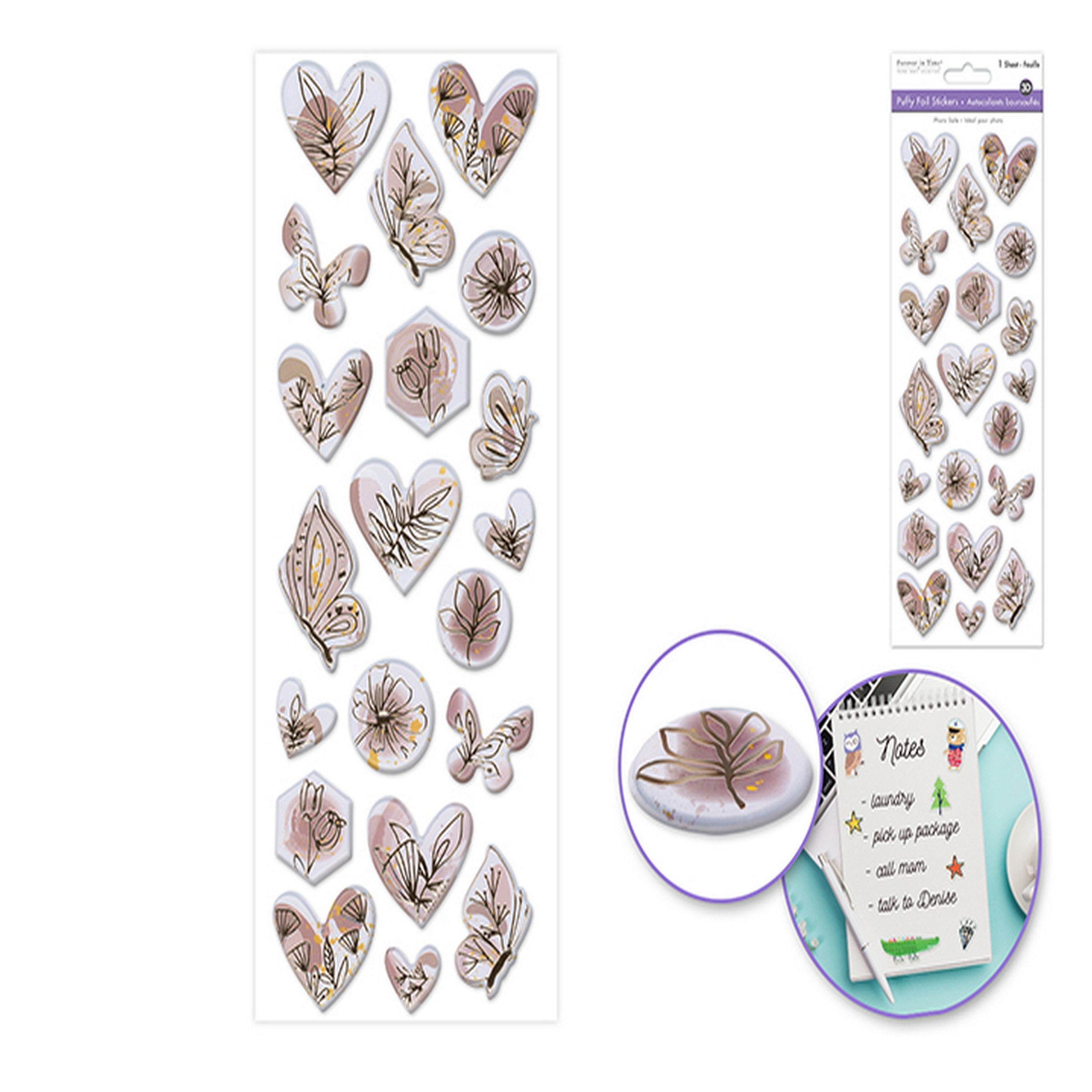 Forever in Time 3D Puffy Foil Stickers - Floral Flair 9.8x3.9in