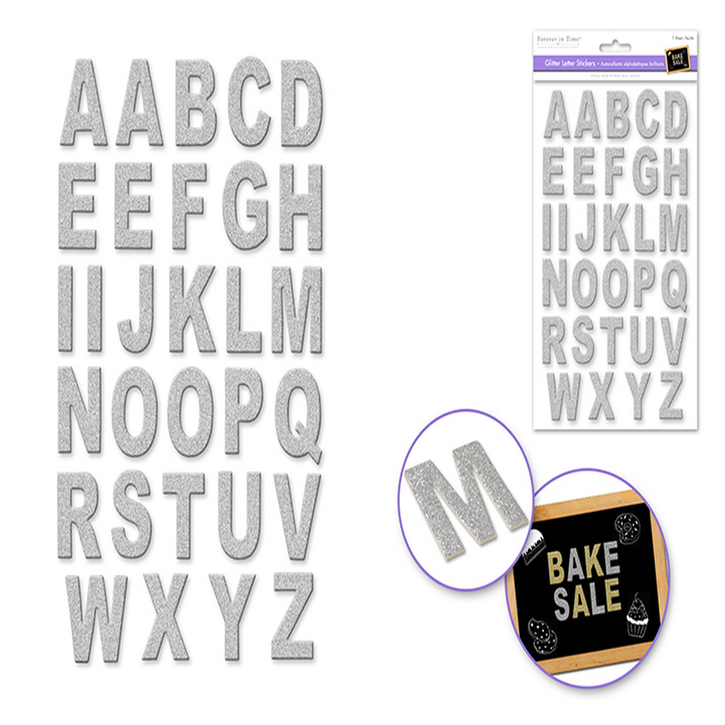 Forever in Time Silver Shimmer Foam Alpha Stickers 5.7x9.5in