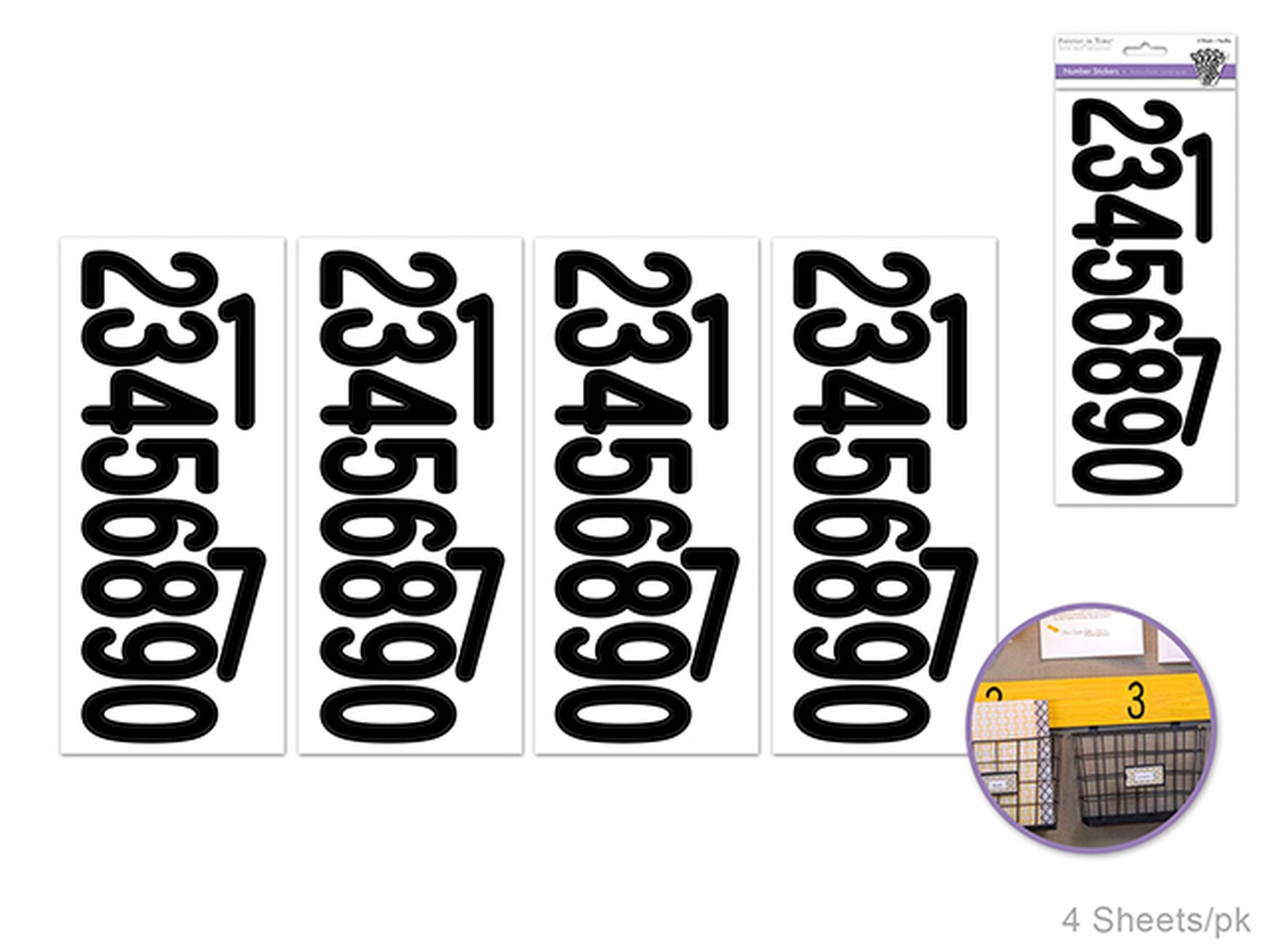 Forever in Time 4 Sheets Black Number Stickers 12x4.75in sheet 3in Number