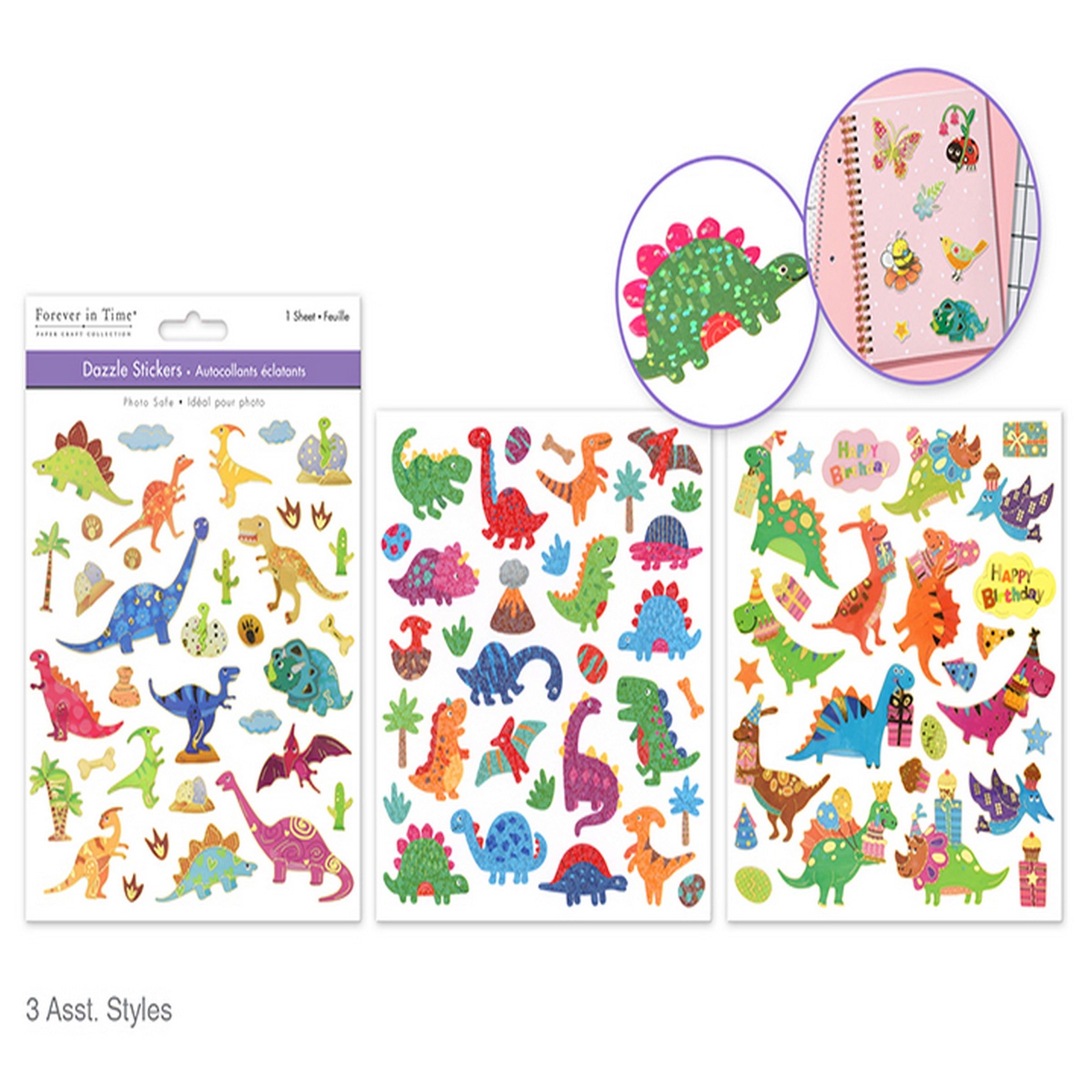 Forever in Time Dazzle Effects Stickers - Dinosaur 6x6.5in VRT 