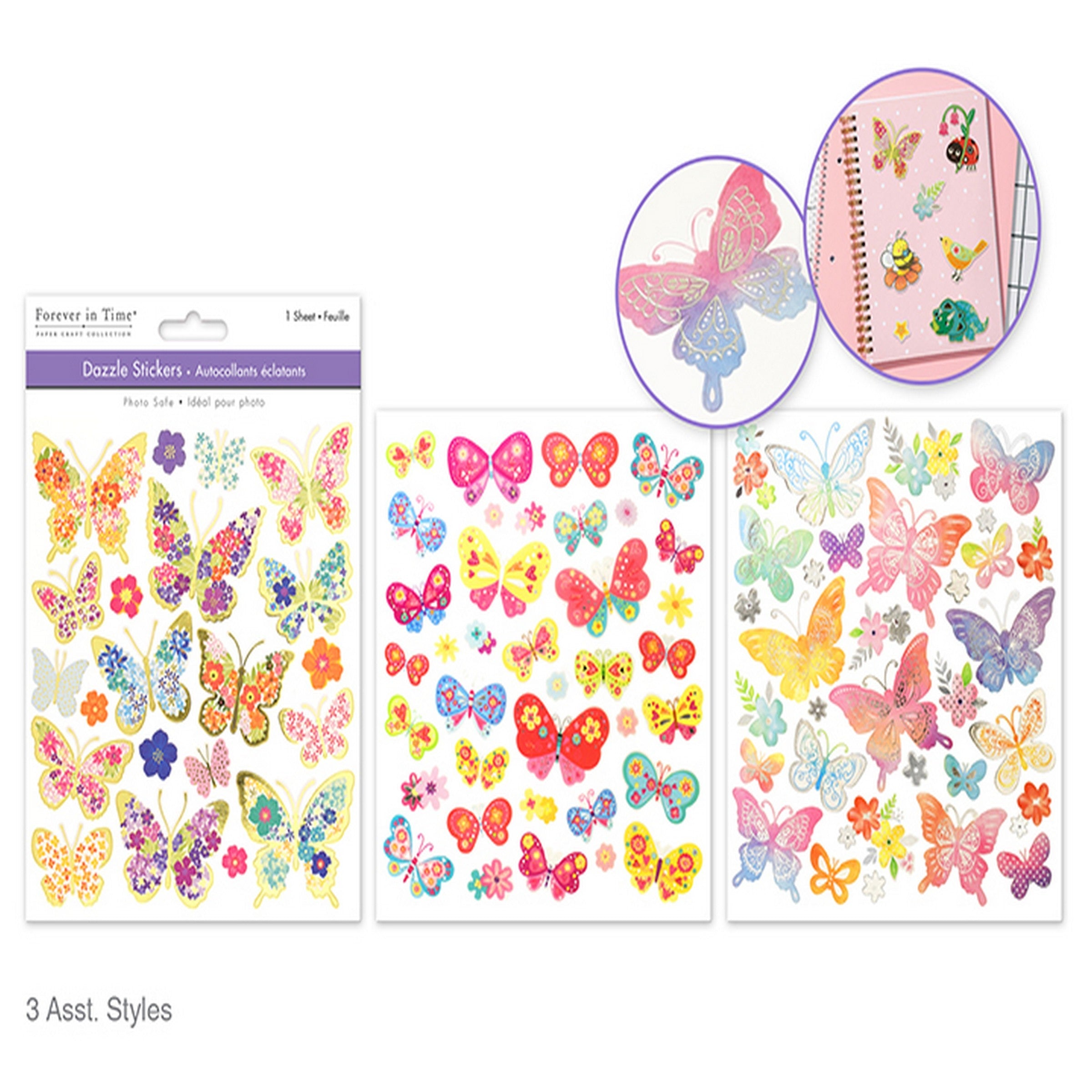 Forever in Time Dazzle Effects Stickers - Butterfly 6x6.5in VRT