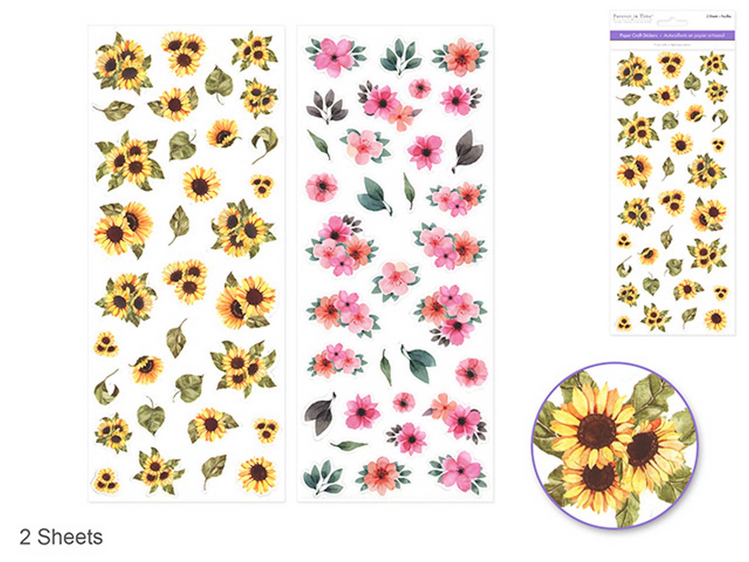 Forever in Time 2 Sheets Paper Craft Stickers Floral Medley 12x5in sheet