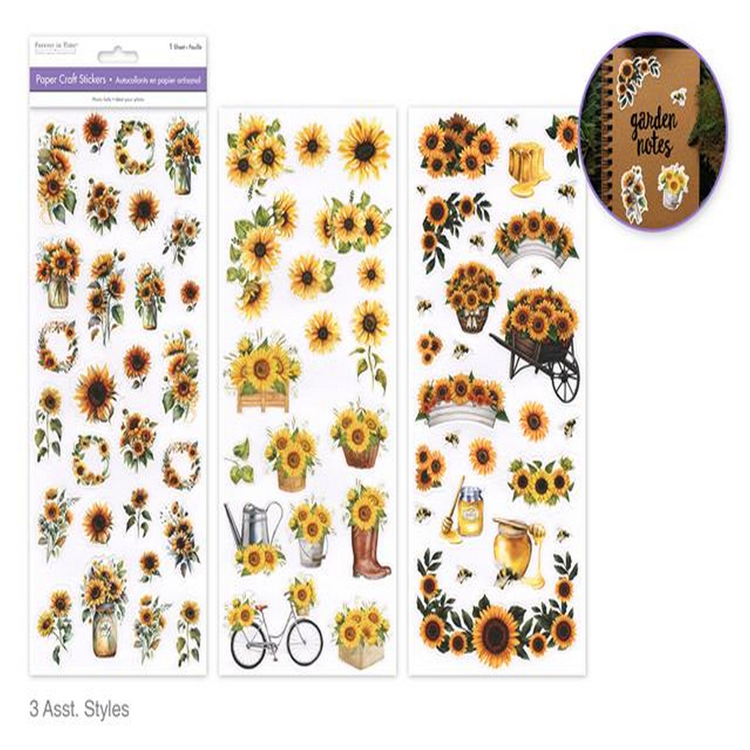 Forever in Time Paper Peel-off Stickers - Sunflowers 5x12in VRT 