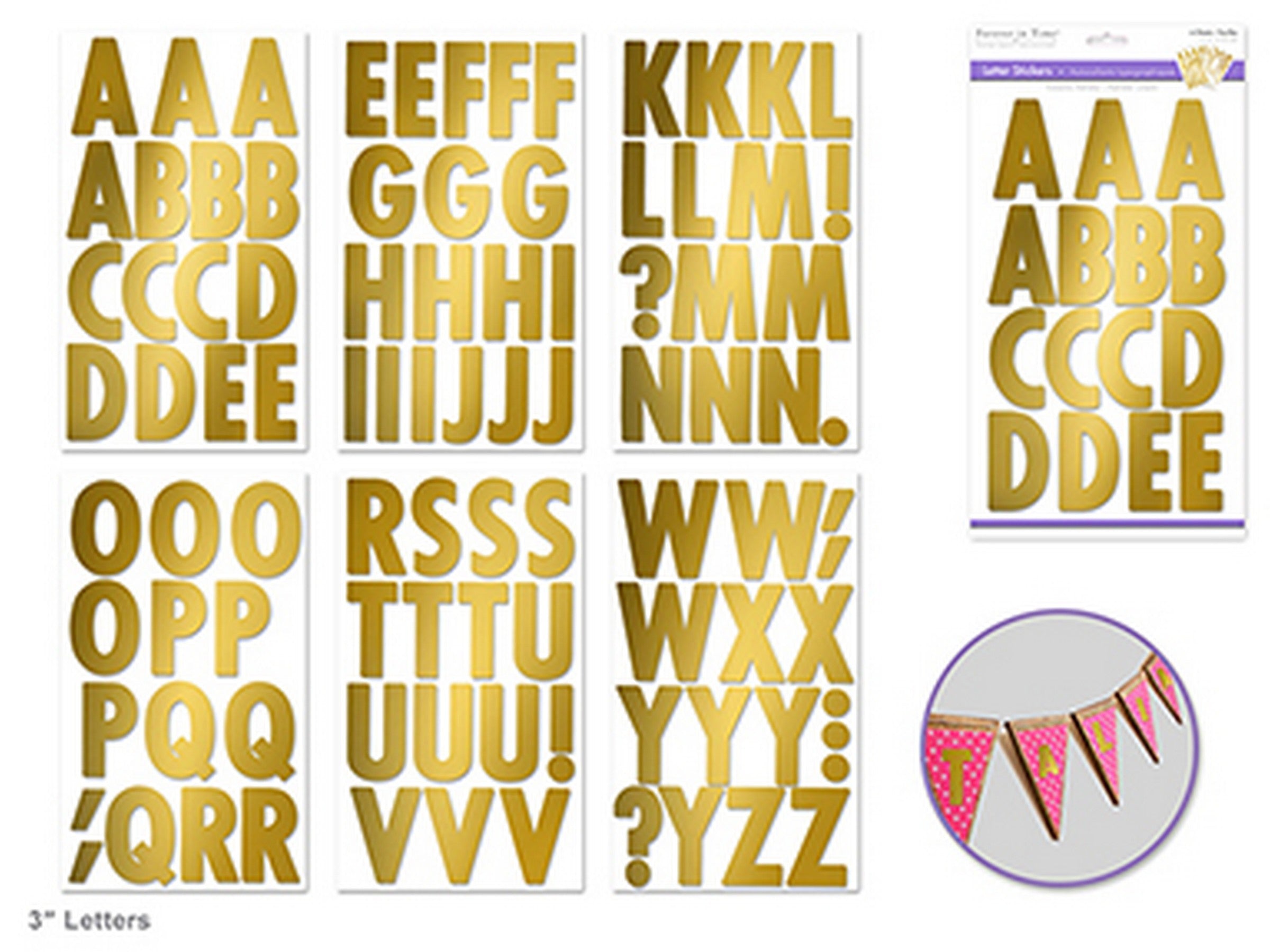 Forever in Time Gold Metallic Letter Stickers 3in letter