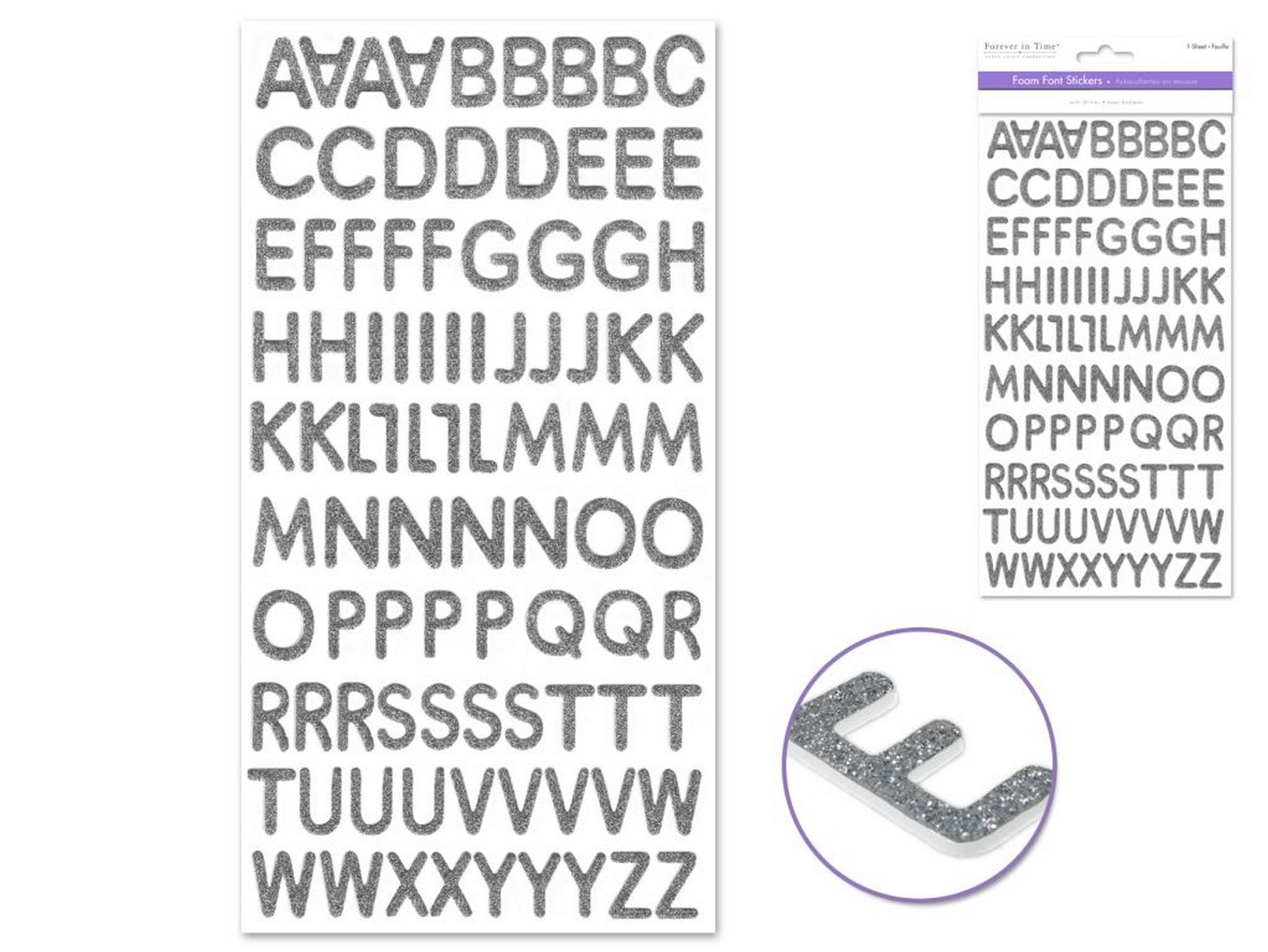 Forever in Time Foam Font Silver Stickers 11x5.5in sheet