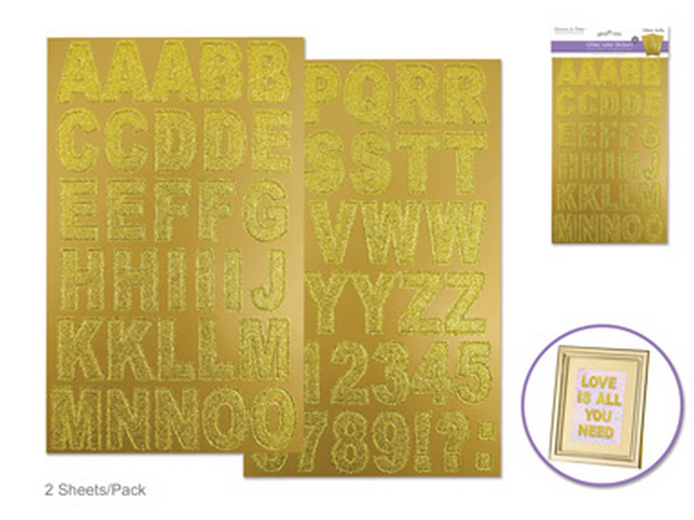 Forever in Time Glitter Letter Stickers Chipboard Gold 1.38in letter