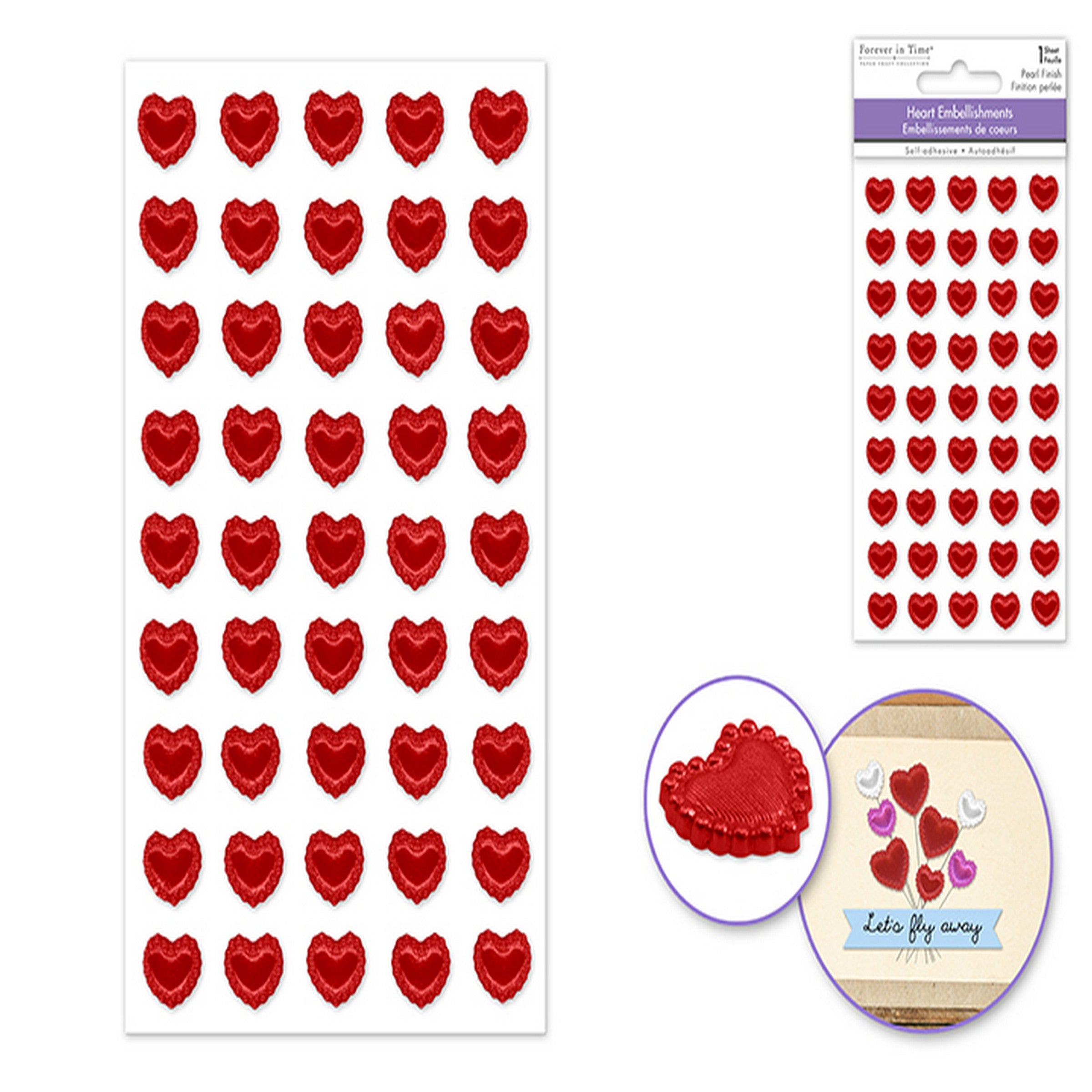 Forever in Time 3D Pearlized Red Puffy Heart Stickers with Dot Border 0.4in