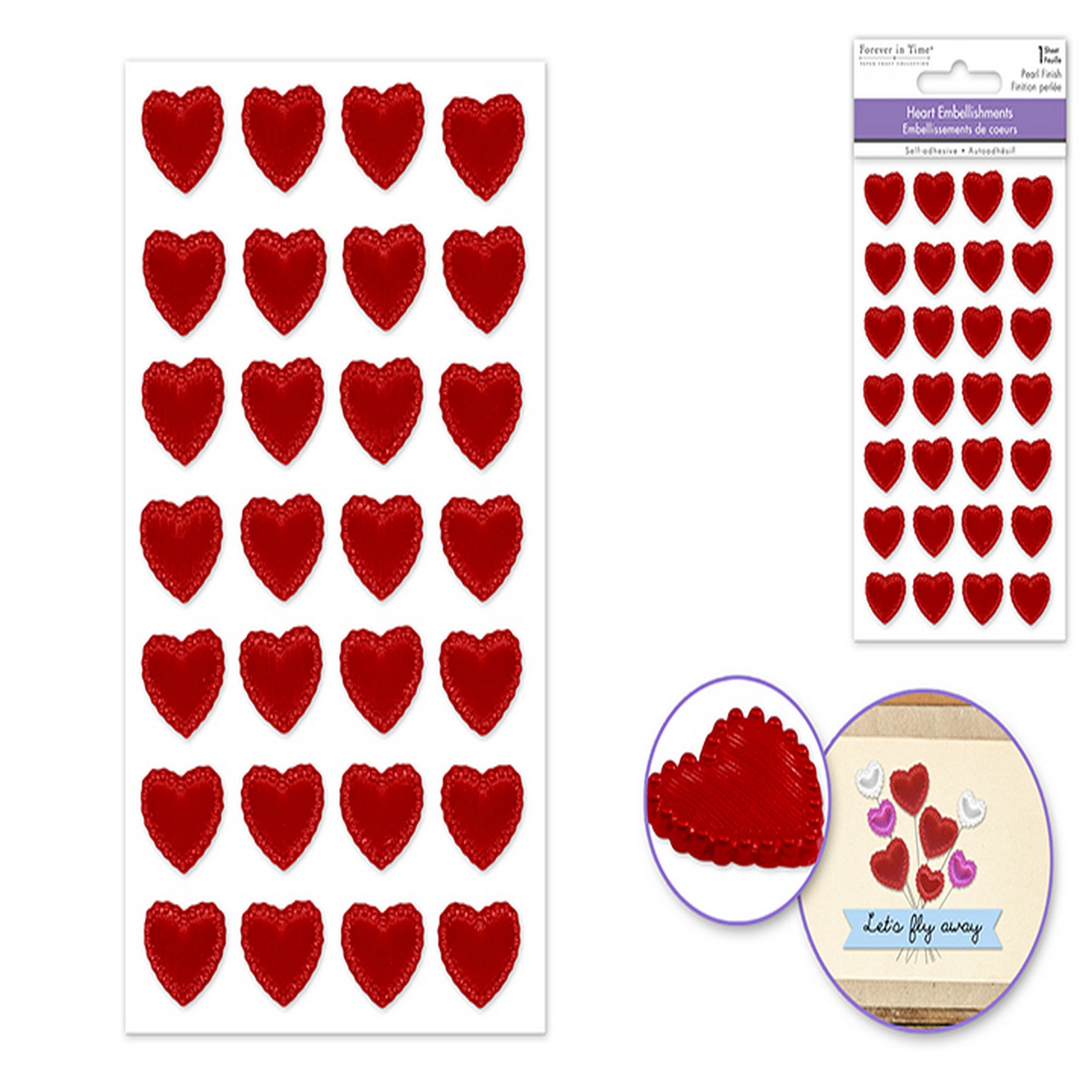 Forever in Time 3D Pearlized Red Puffy Heart Stickers with Dot Border 0.5in 
