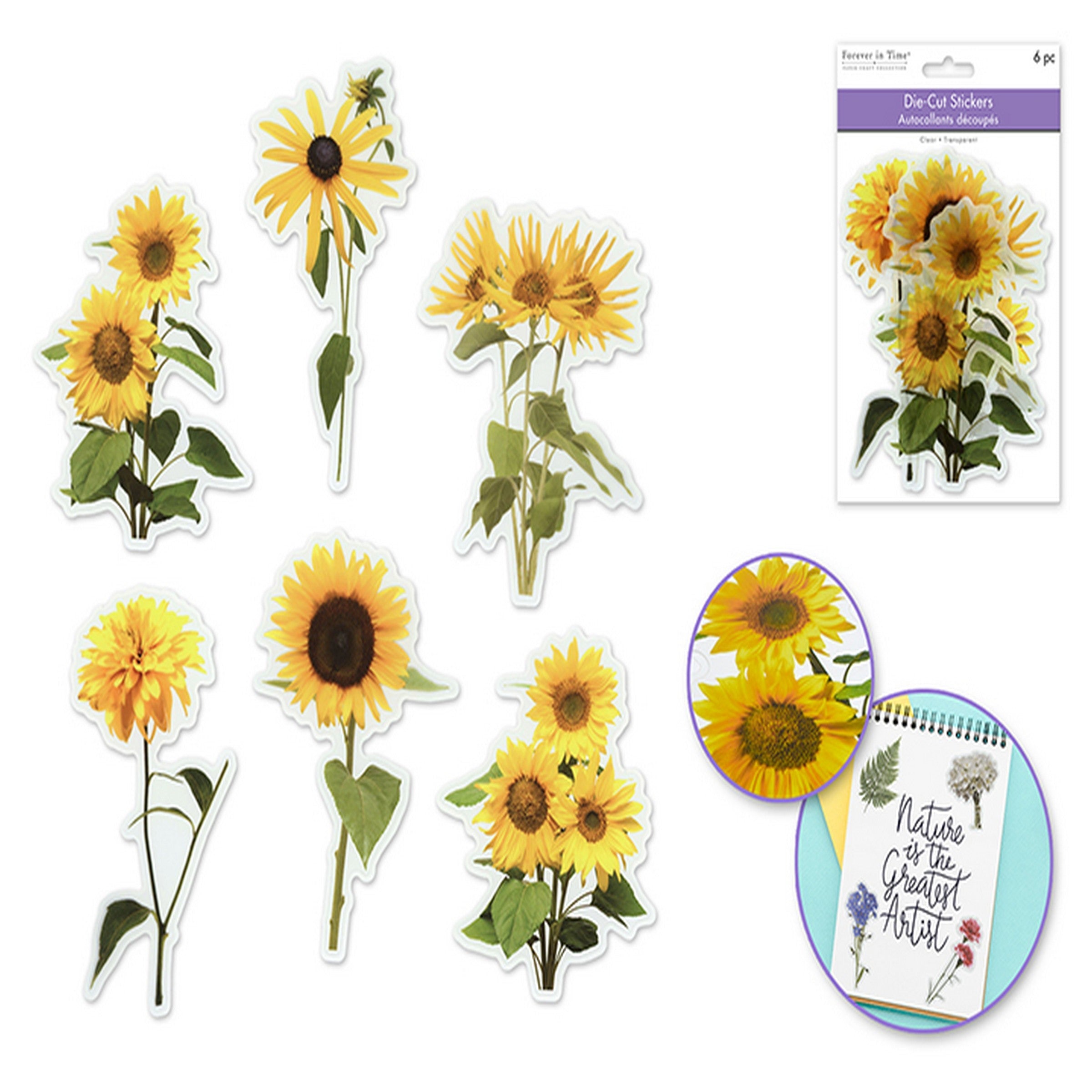 Forever in Time 6 Clear Die-cuts - Yellow Flower Flair 6in