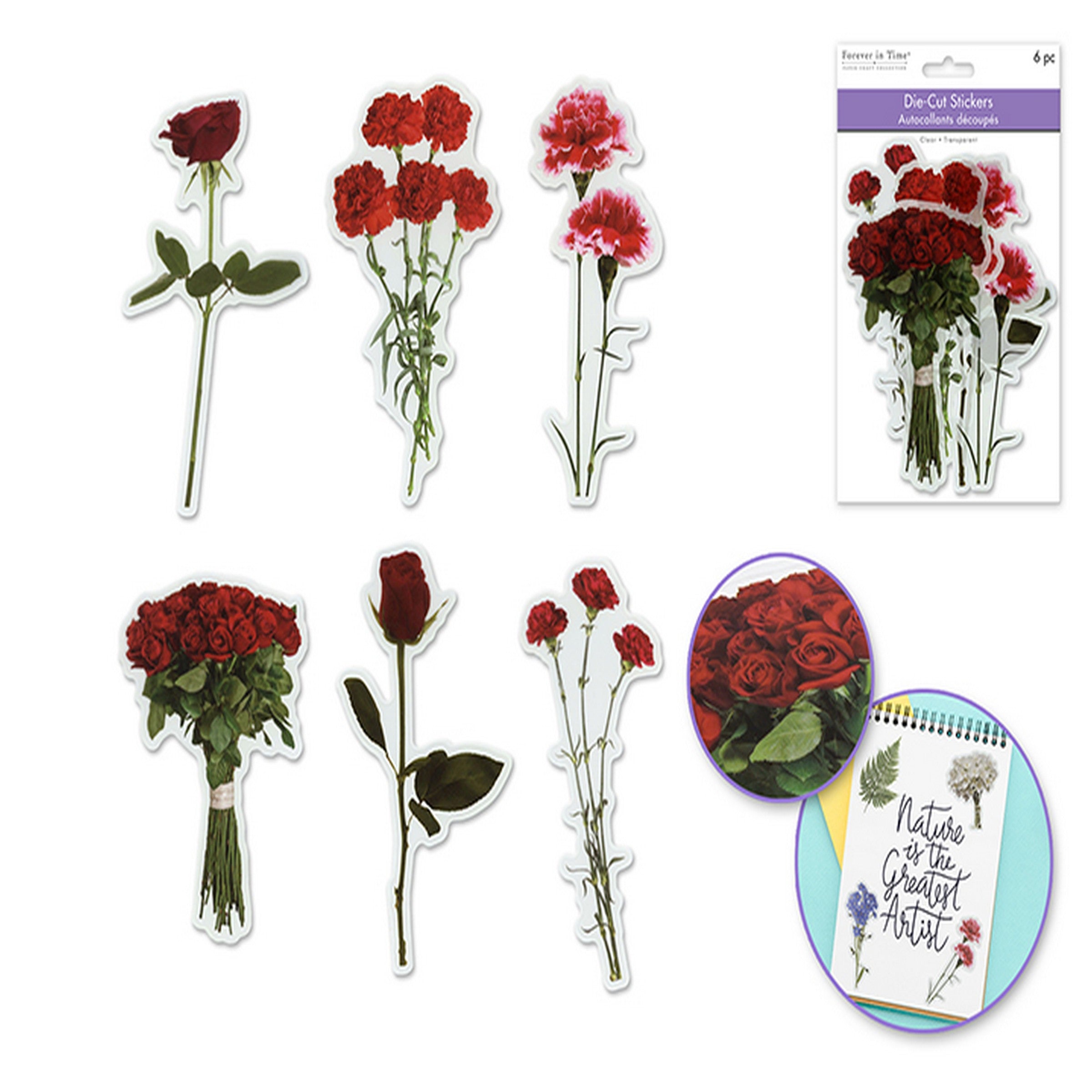 Forever in Time 6 Clear Die-cuts - Red Flower Flair 6in