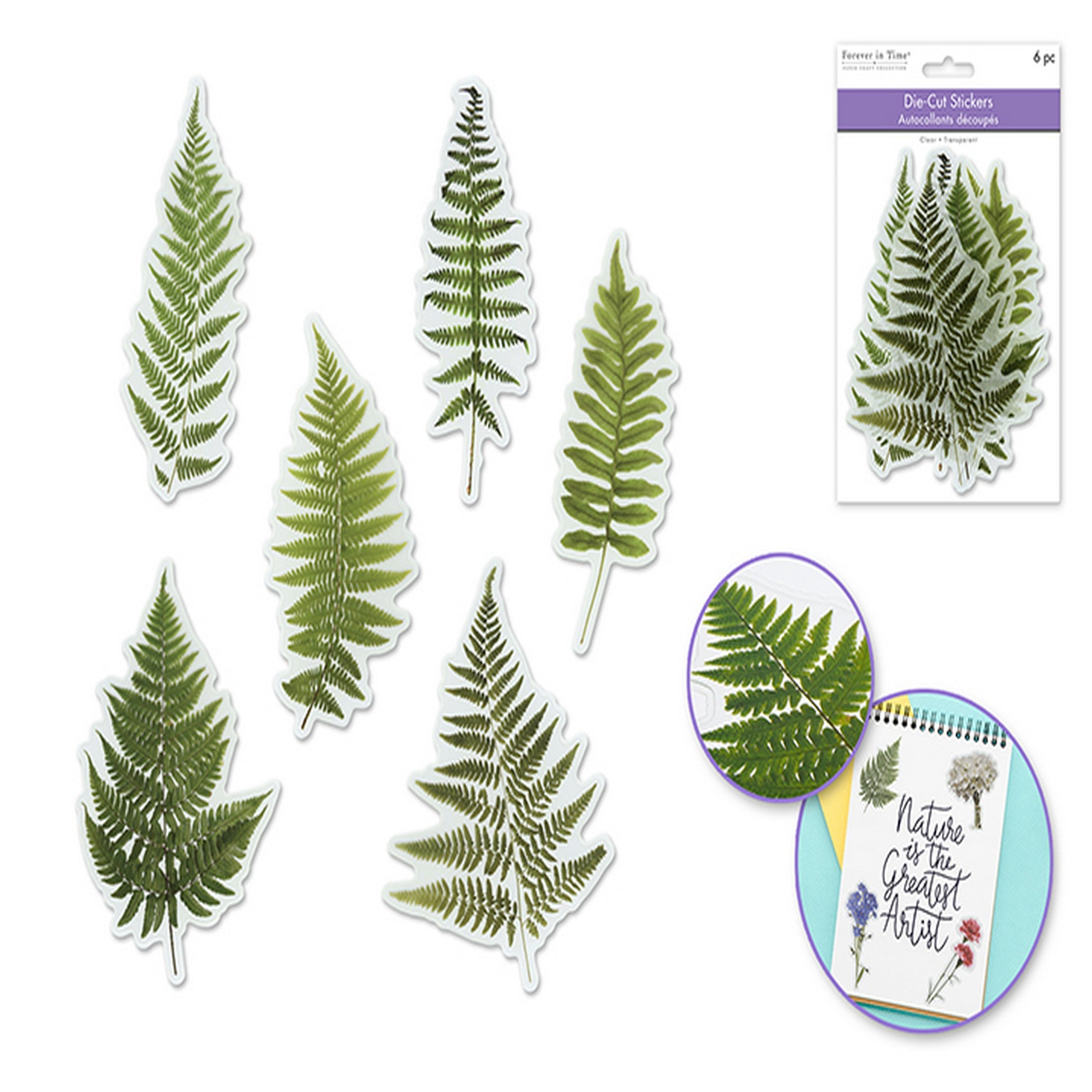 Forever in Time 6 Clear Die-cuts - Green Leaves 6in