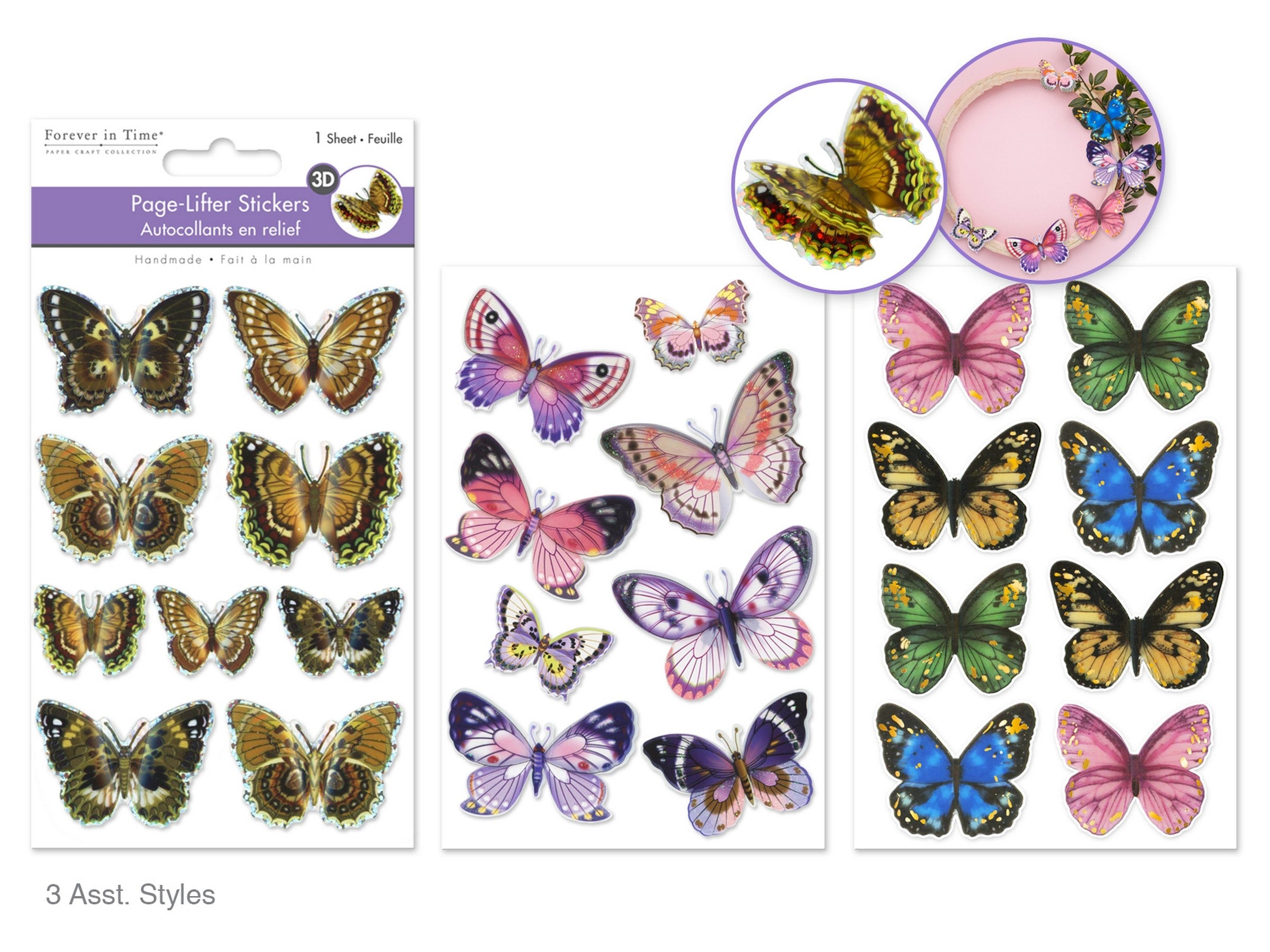 Forever in Time Handmade 3D Page-Lifters Stickers - Butterflies VRT 