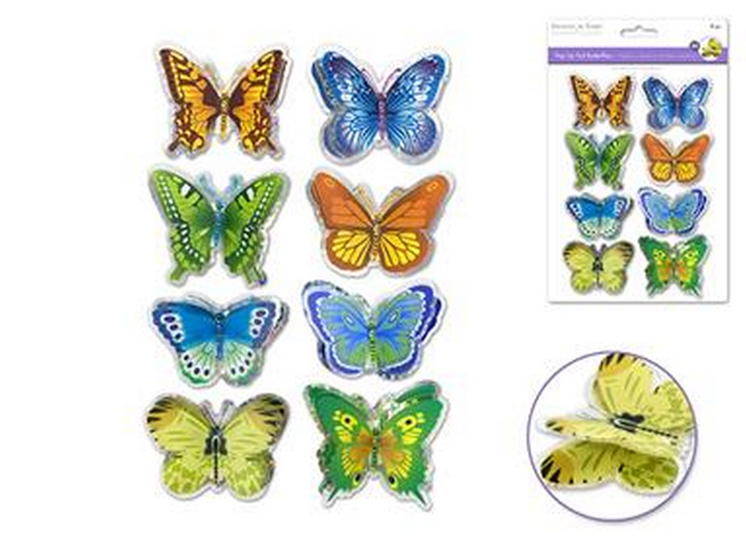 Forever in Time Pop-up Foil Butterflies Stickers Multi-color 2in each