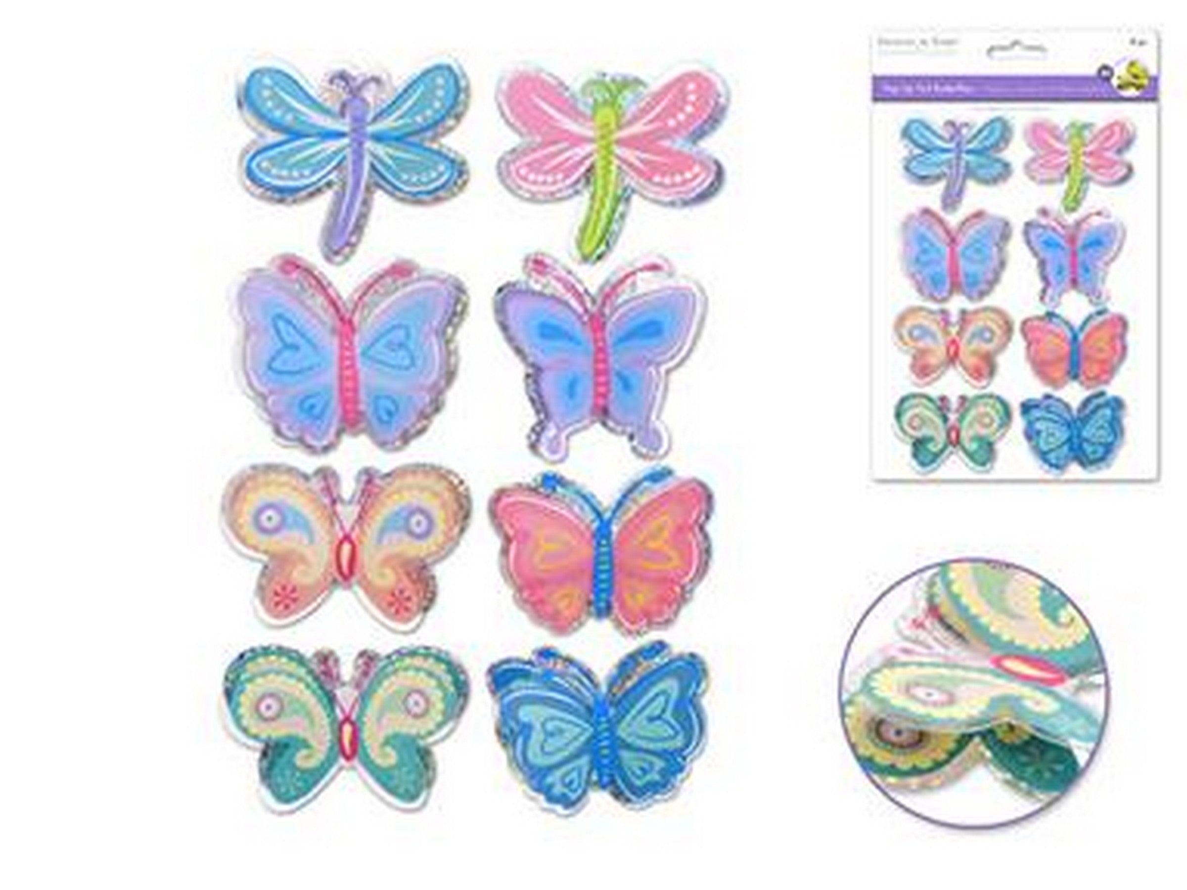 Forever in Time Pop-up Foil Butterflies Stickers Pastel Mix 2in each