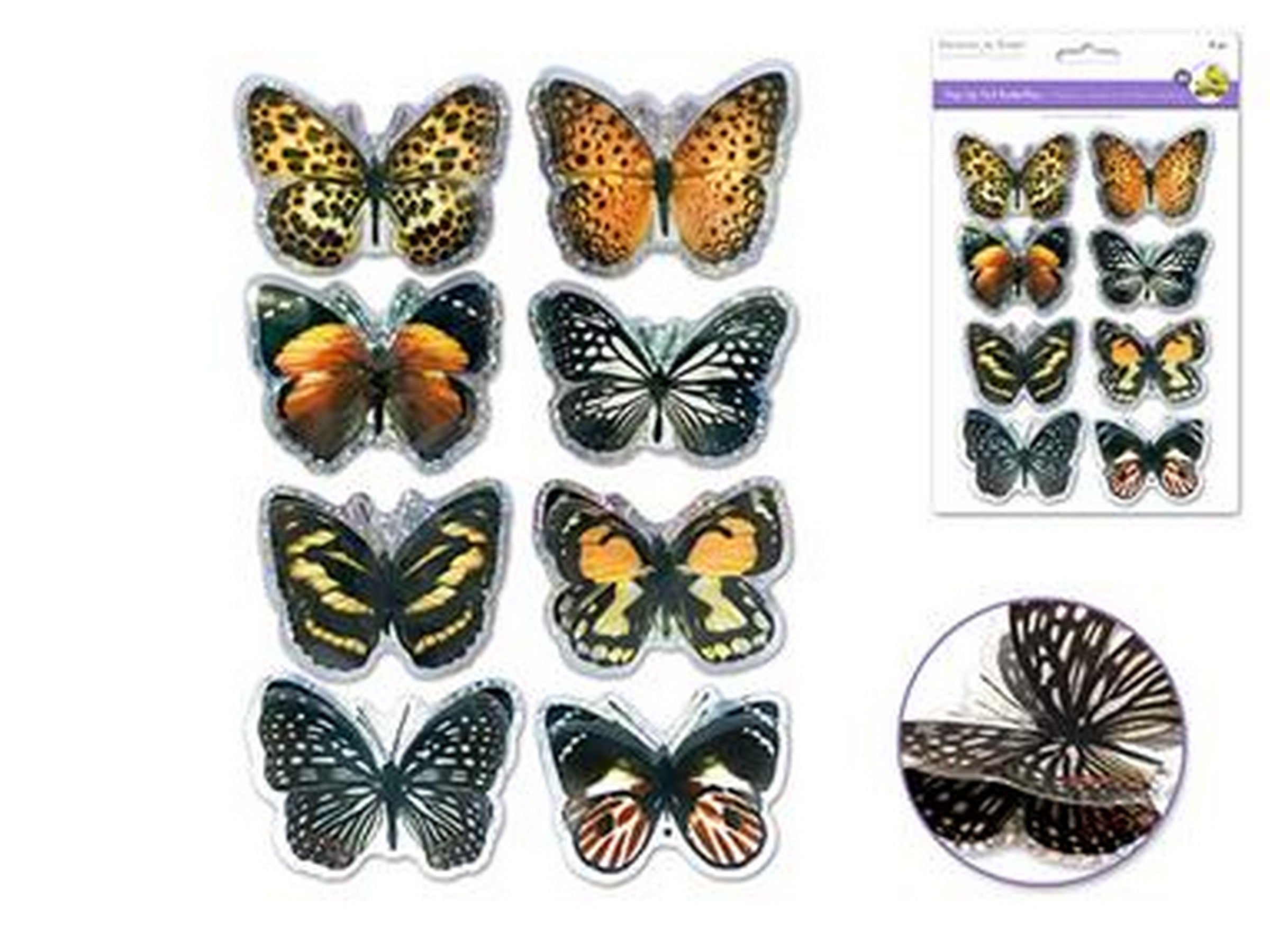 Forever in Time Pop-up Foil Butterflies Stickers Monarch 2in each