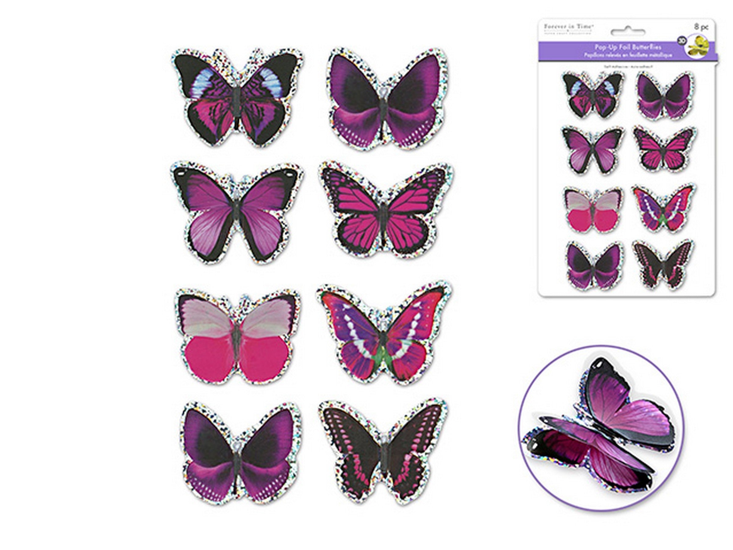 Forever in Time Pop-up Foil Butterflies 3D Shades of Violet 6.5x4.5in sheet