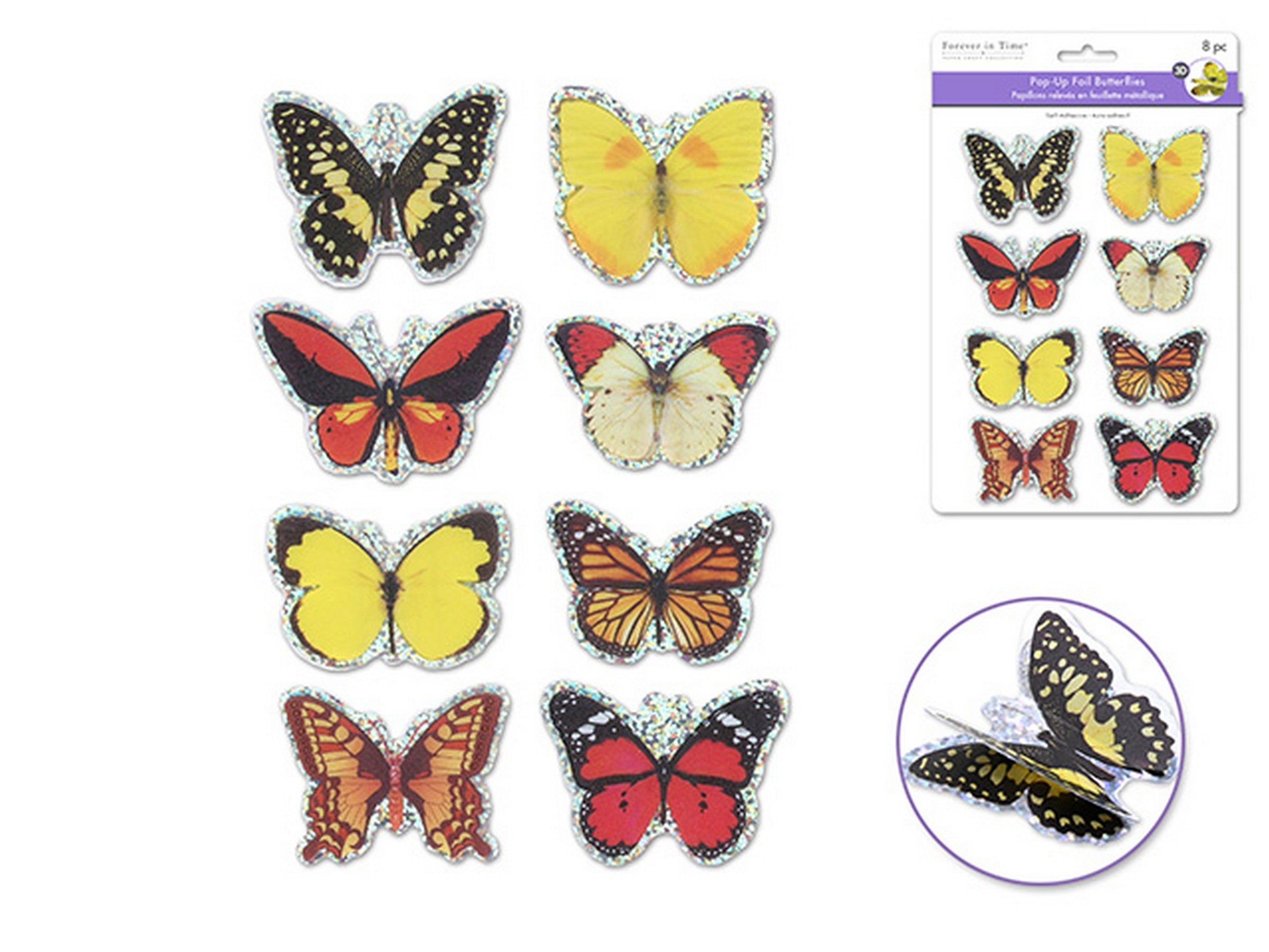 Forever in Time Pop-up Foil Butterflies 3D Tropical 6.5x4.5in sheet