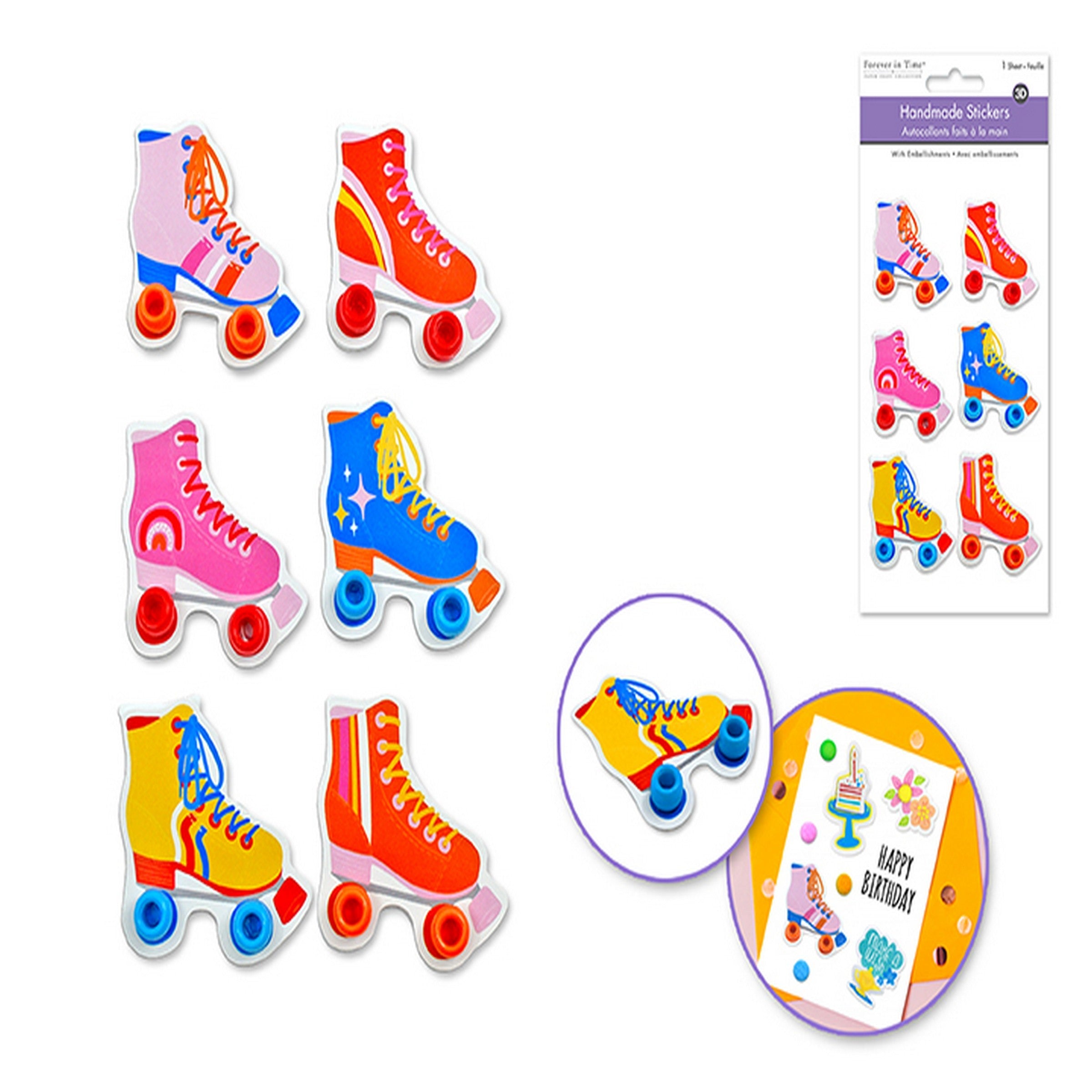 Forever in Time Handmade 3D Stickers - Rollerblade 3.9x7.1in