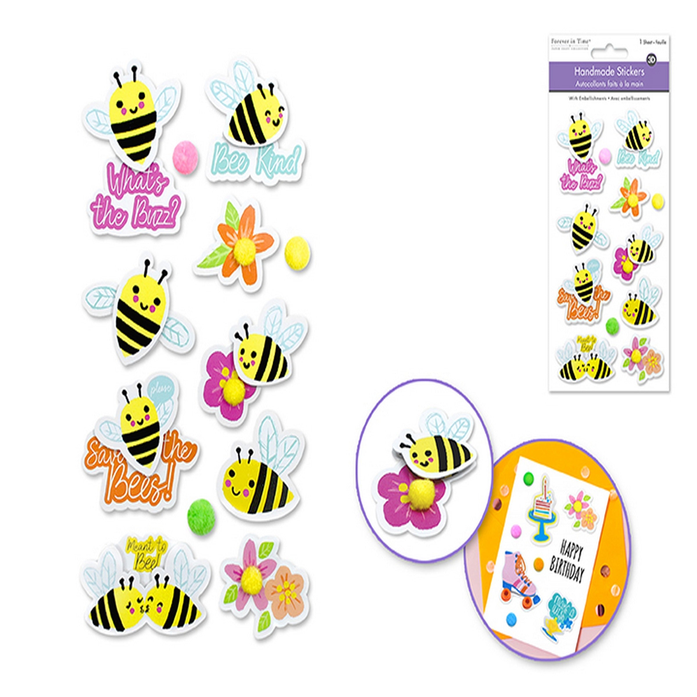 Forever in Time Handmade 3D Stickers - Bees 3.9x7.1in