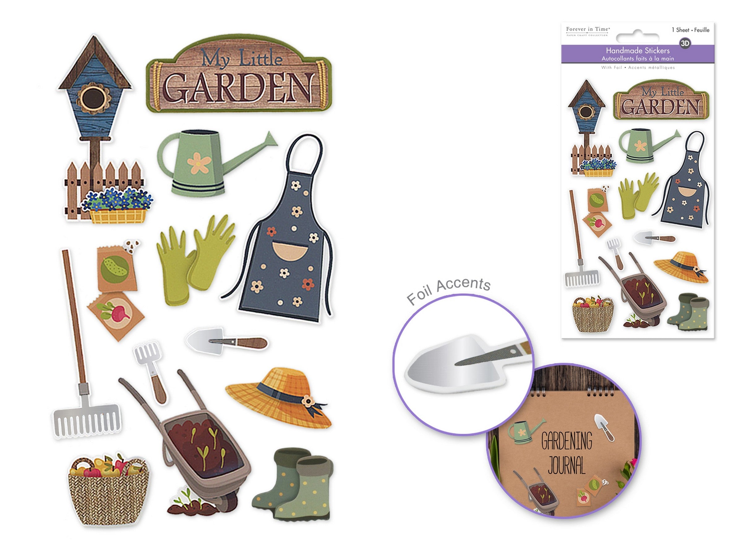 Forever in Time 3D Handmade Stickers - My Little Garden 4.4x7.5in