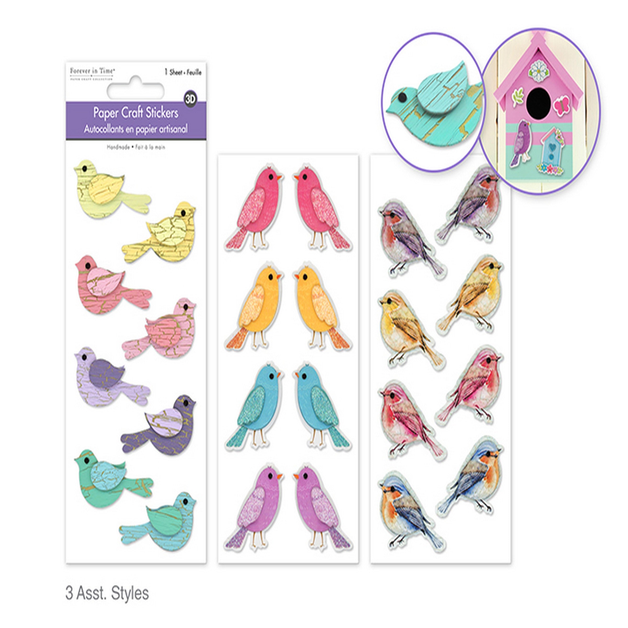 Forever in Time Handmade 3D Stickers - Birds 3x6.5in VRT 