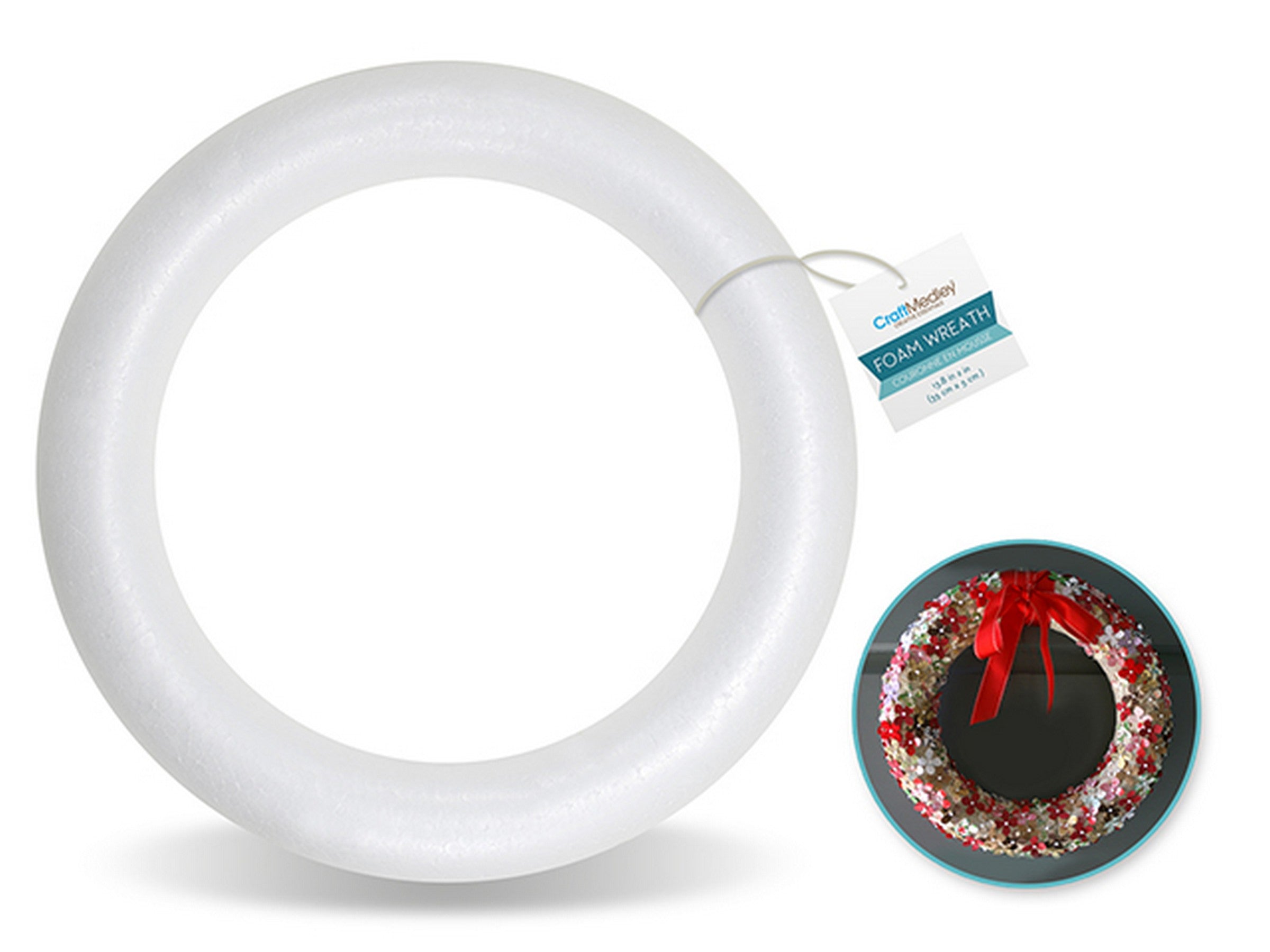 Craft Medley White Foam Wreath 13.8x2in