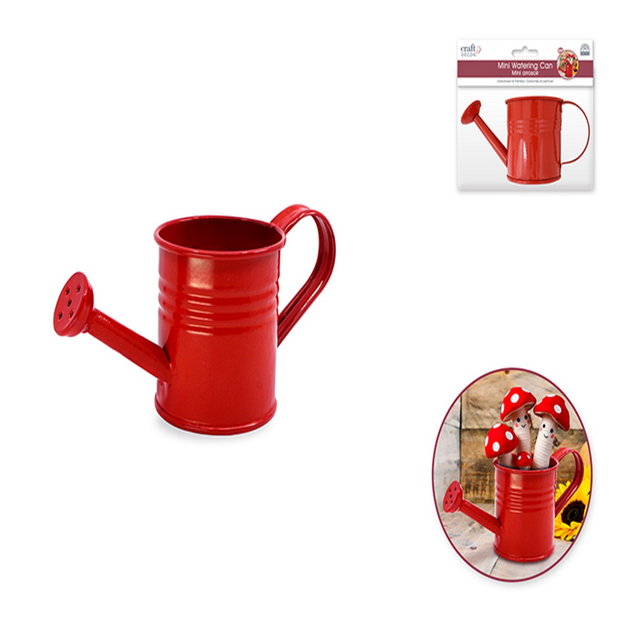 Craft Décor Mini Red Galvanized Watering Can 4.8x2.3x2in