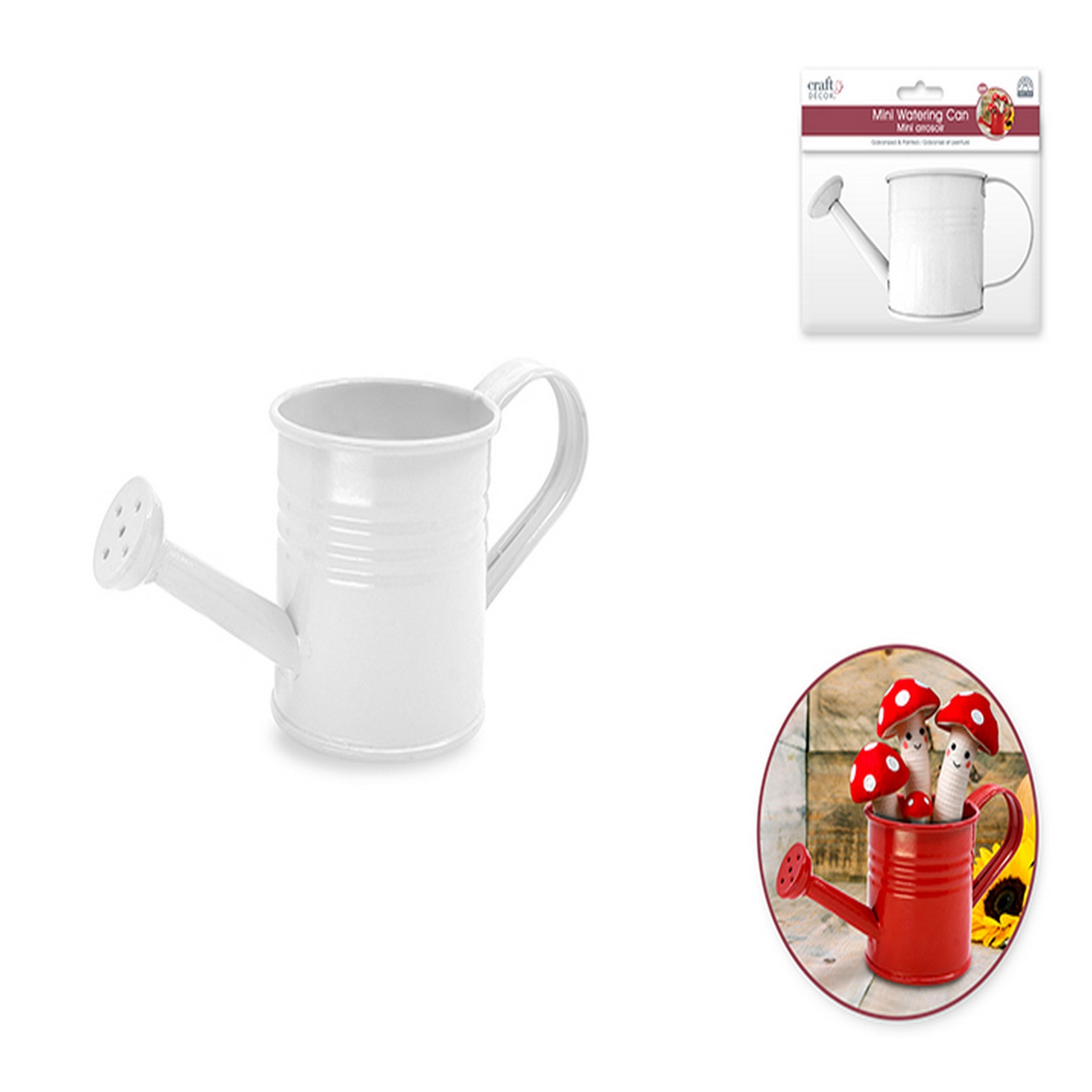 Craft Décor Mini White Galvanized Watering Can 4.8x2.3x2in 