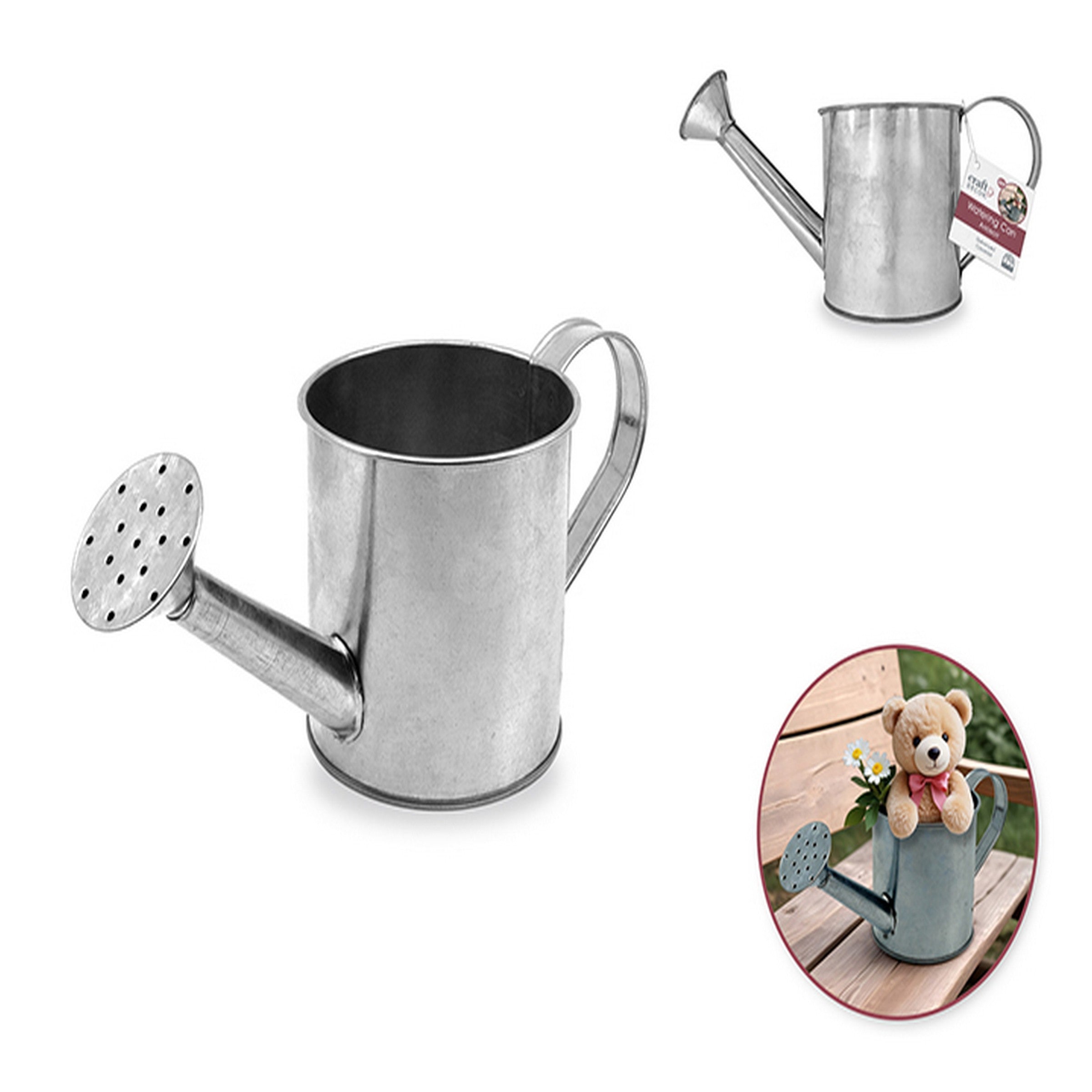 Craft Décor Mini Galvanized Silver Watering Can 9.5x4x4in