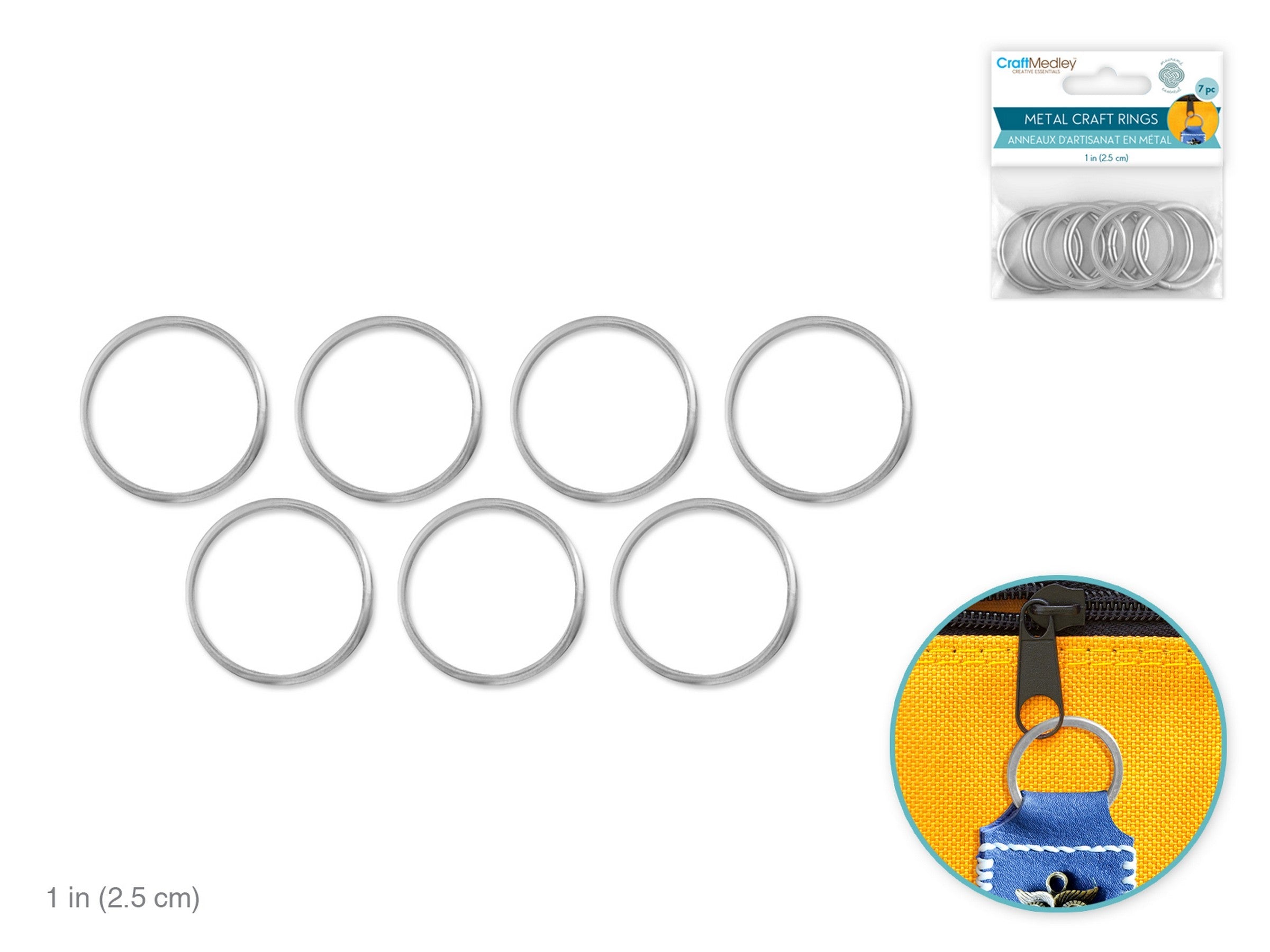 Craft Medley 7 Galvanized Metal Rings 1in