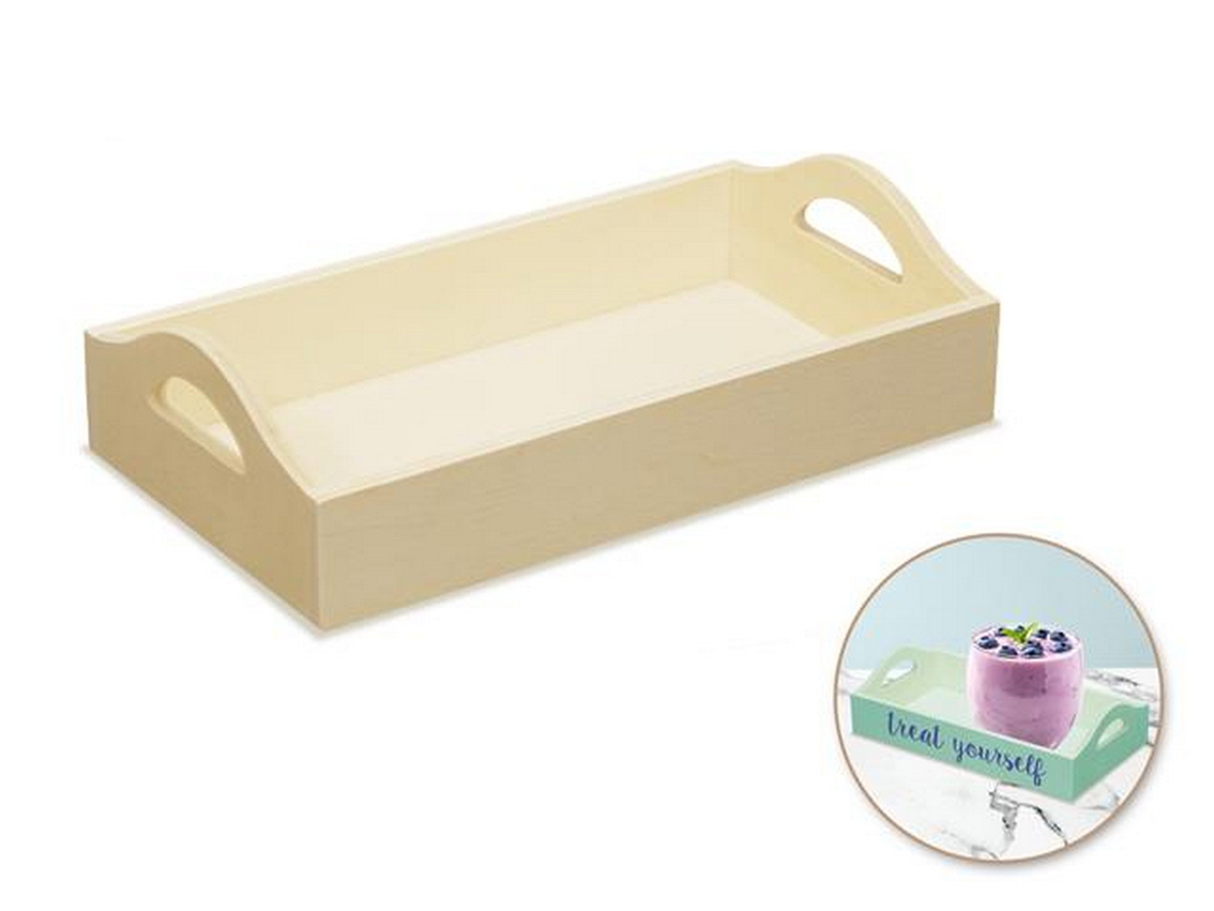 Wooden Tray with Handle Unpainted