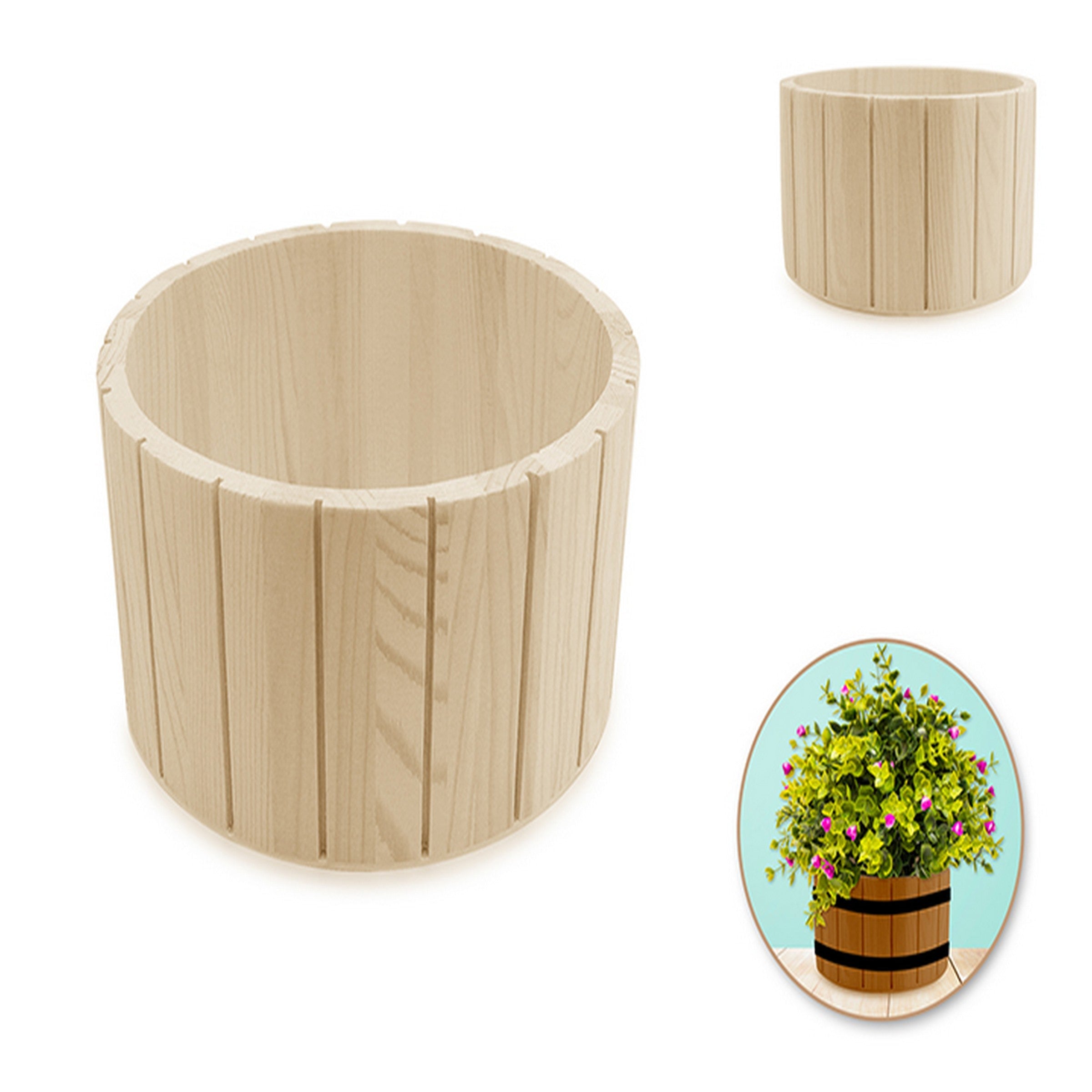 Craft Medley Wooden Unpainted Old Fashioned Bucket 6.1x3.2in 