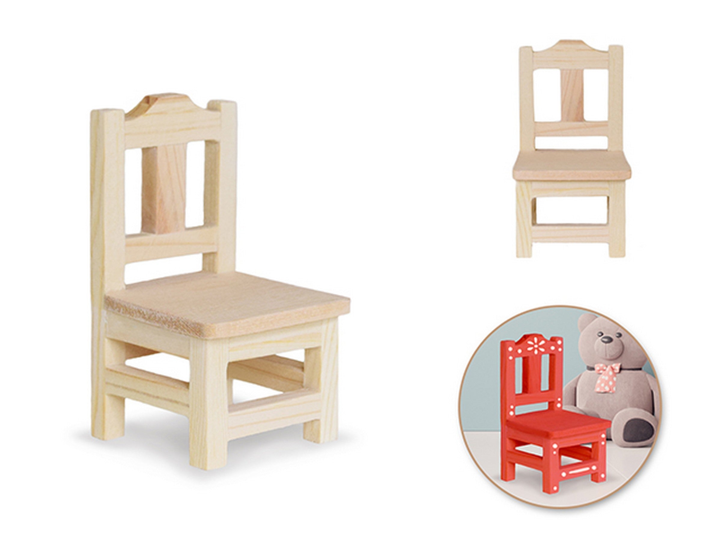 Wooden Chair Unpainted 2.25x2x3.75in