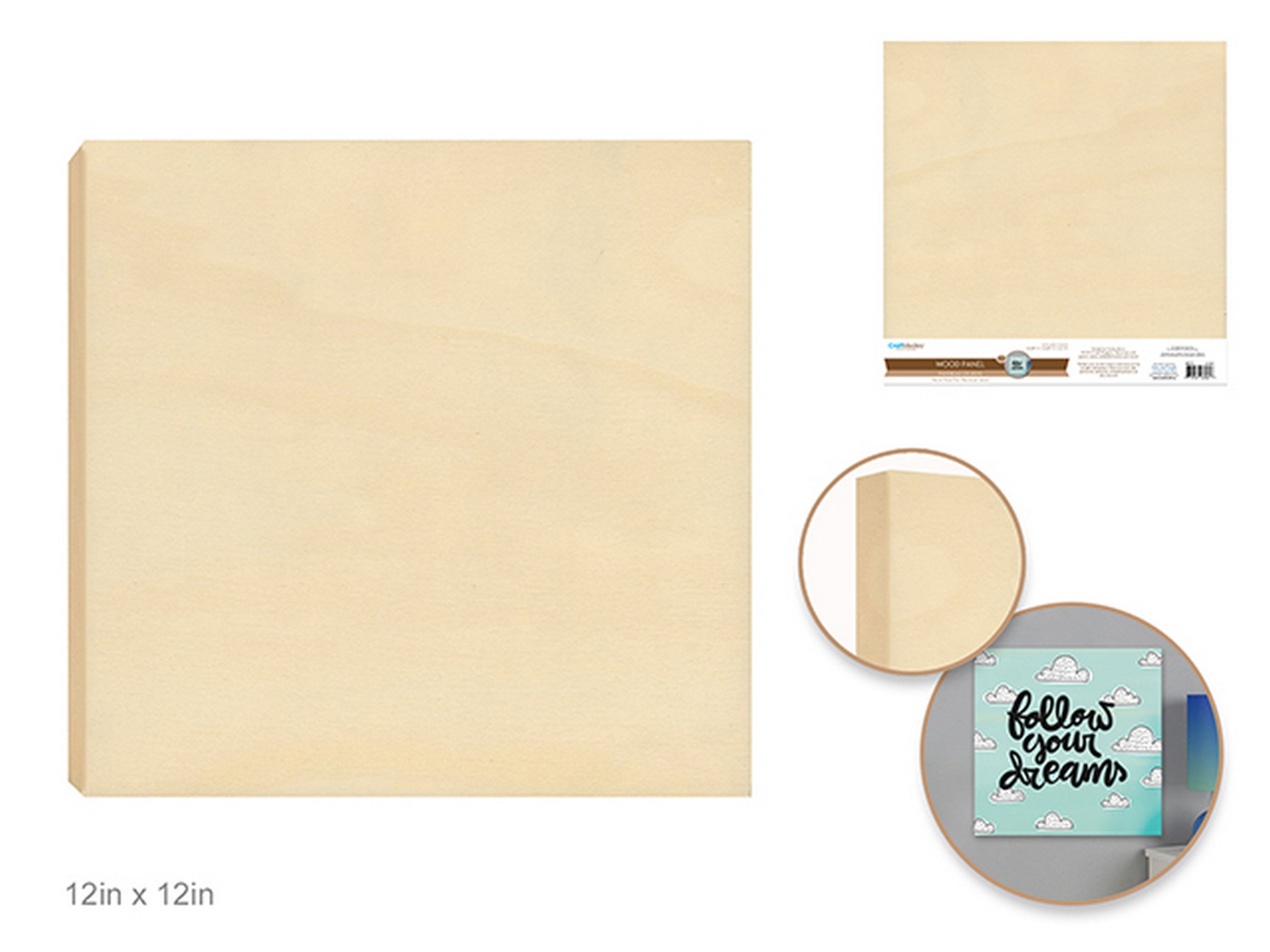 Craft Medley Wood Panel Unpainted 12x12in
